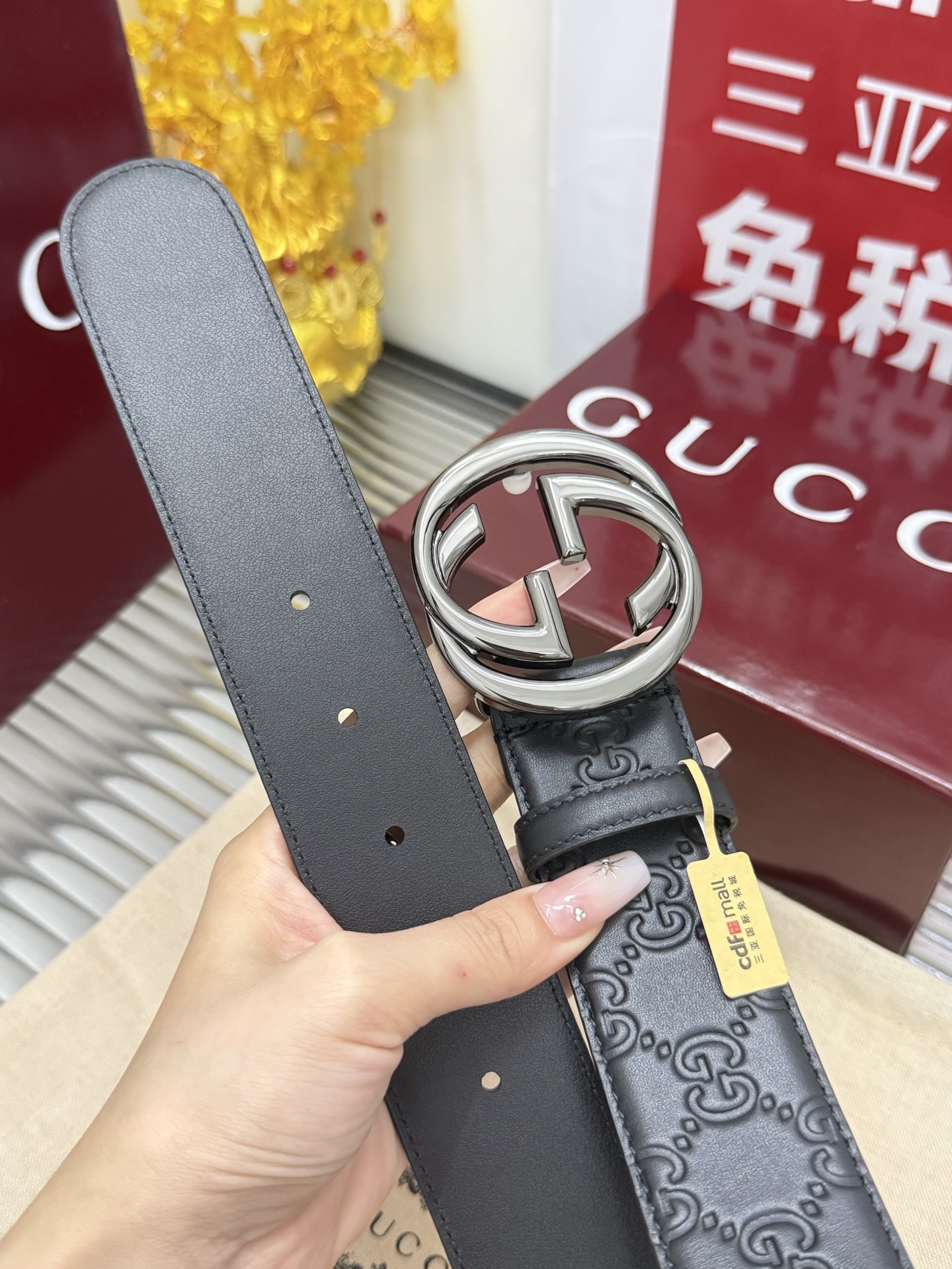 Gucci 宽度：𝟰 𝟬𝗰𝗺 古驰 Gucci « 配全套 原包装 » 压花 上新 进口小牛皮/皮质经久耐用+精品纯铜