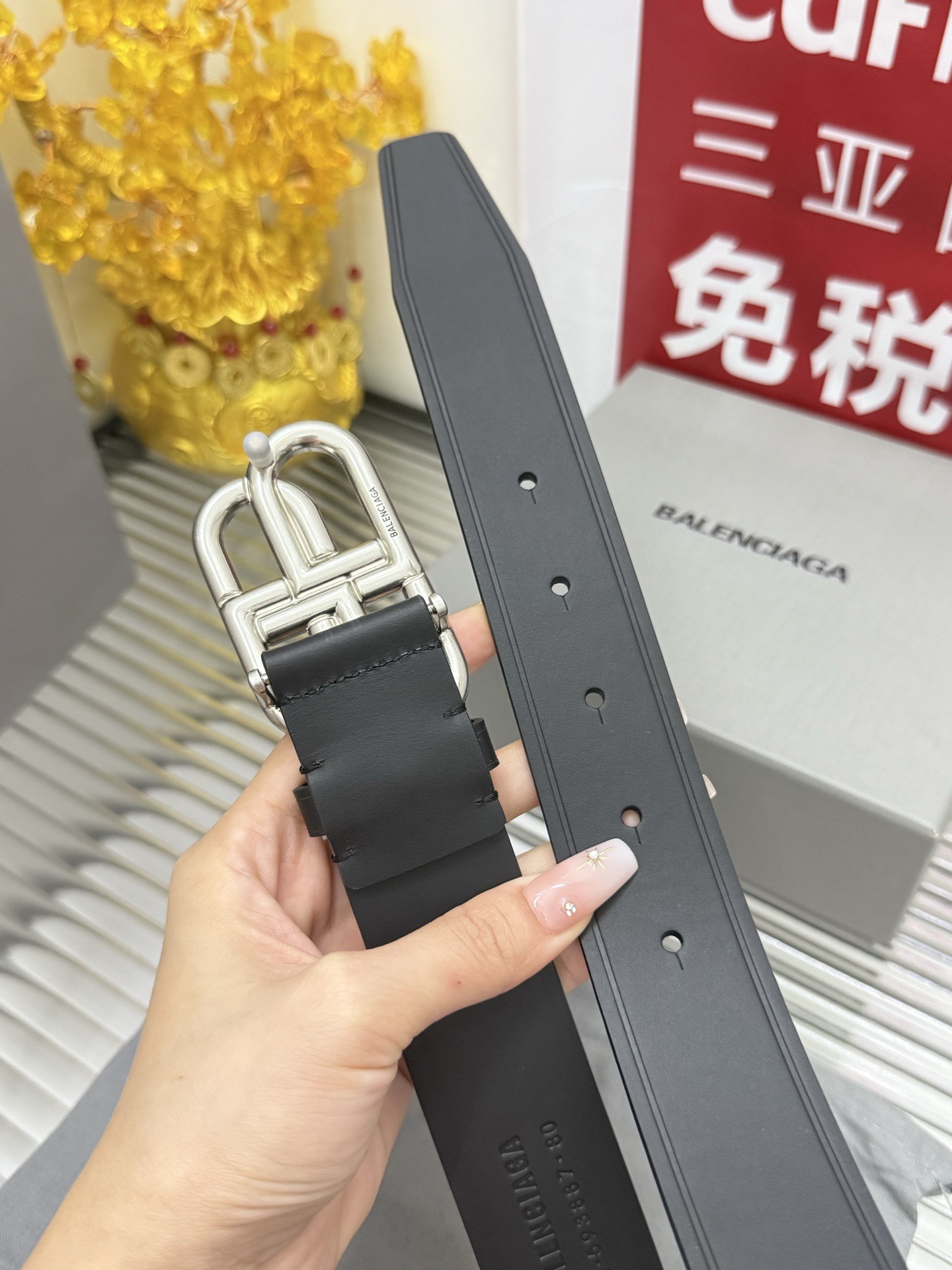 Balenciaga 宽度：𝟑 𝟱𝗰𝗺 巴黎世家 Balenciaga « 配全套 原包装 » 款 进口小牛皮黑平纹配精品纯铜砂黑扣 代购正货级 · 精细完美走线 细节 工整 高品质