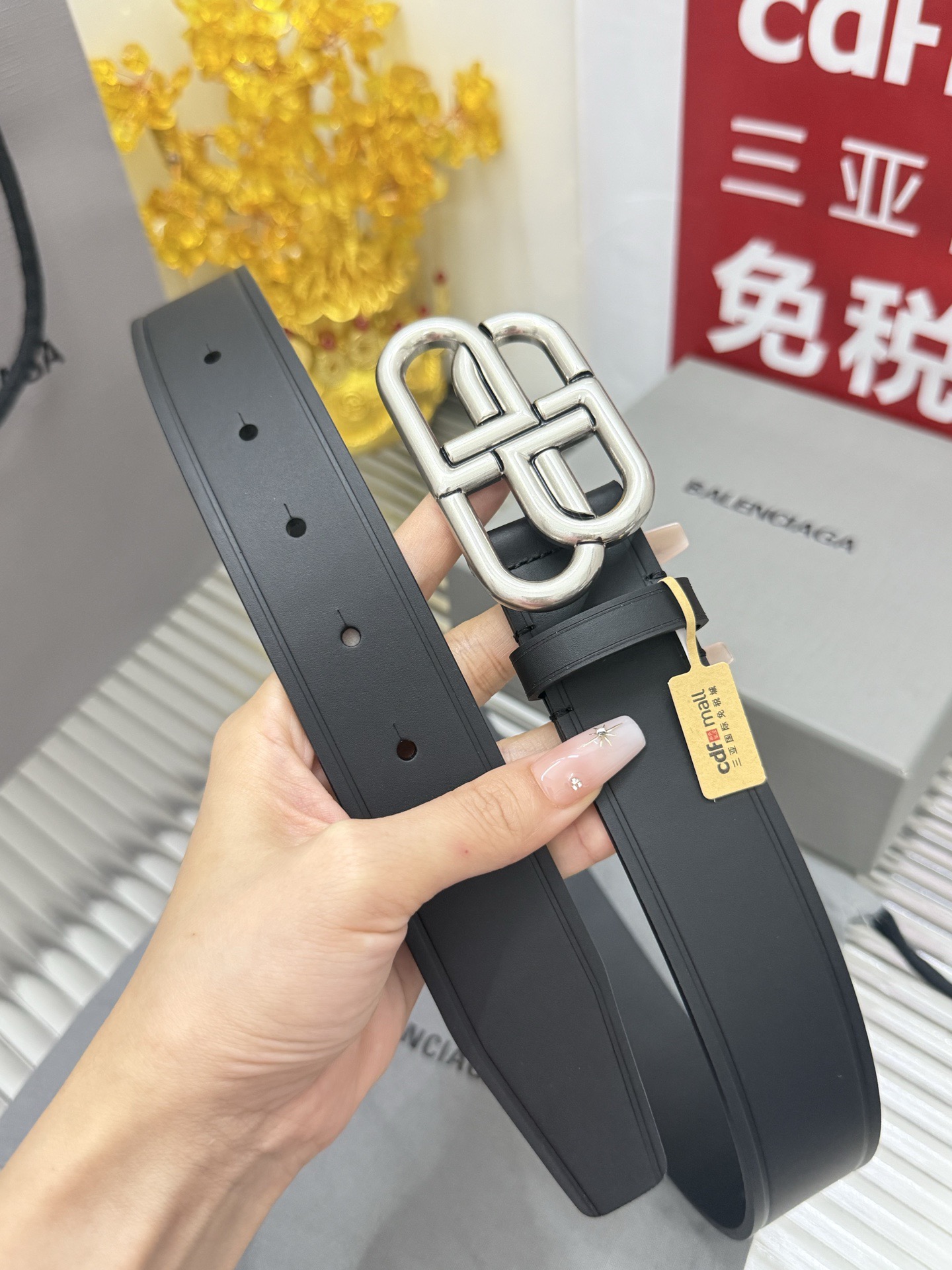 Balenciaga 宽度：𝟑 𝟱𝗰𝗺 巴黎世家 Balenciaga « 配全套 原包装 » 款 进口小牛皮黑平纹配精品纯铜砂黑扣 代购正货级 · 精细完美走线 细节 工整 高品质