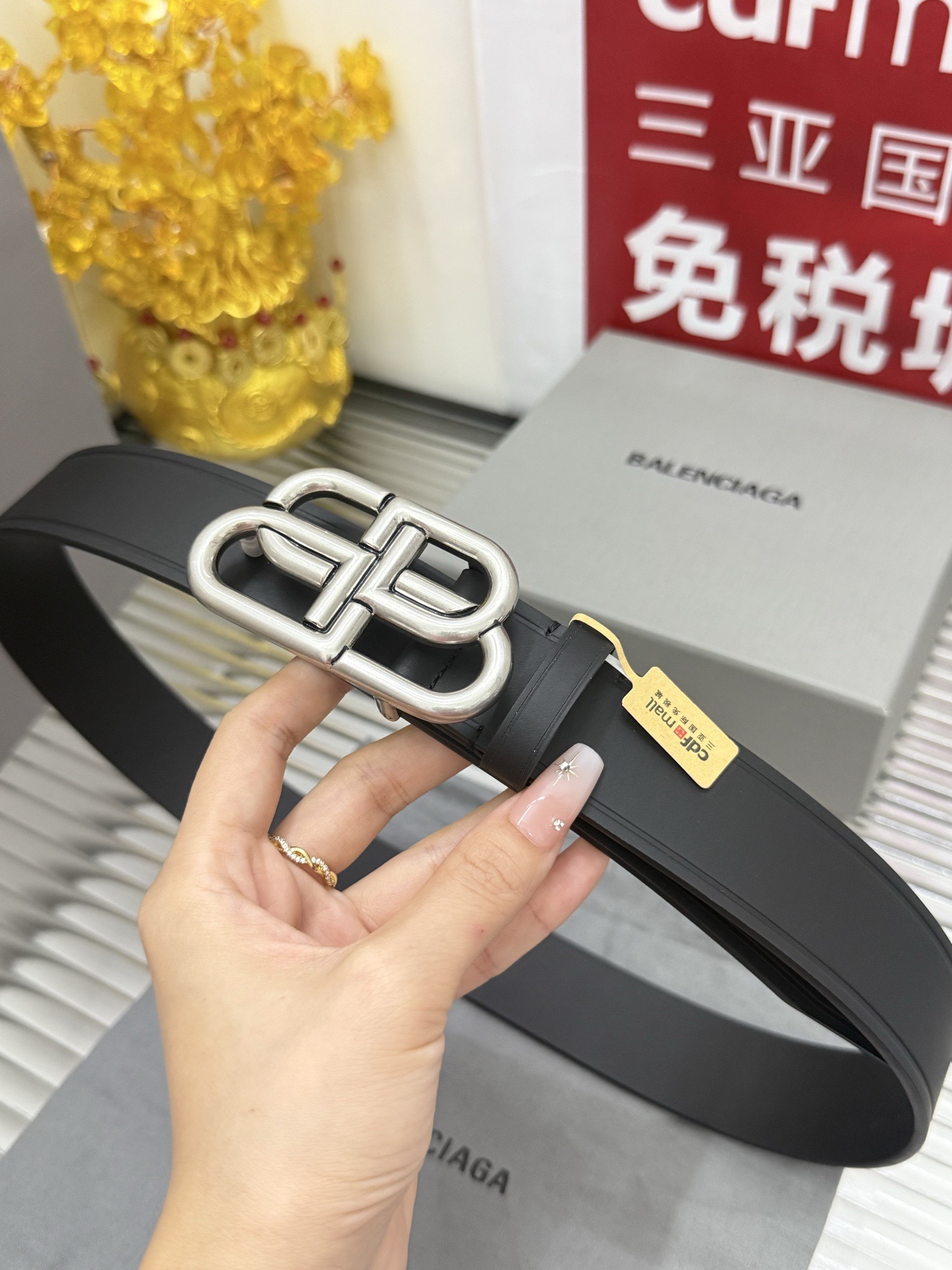 Balenciaga 宽度：𝟑 𝟱𝗰𝗺 巴黎世家 Balenciaga « 配全套 原包装 » 款 进口小牛皮黑平纹配精品纯铜砂黑扣 代购正货级 · 精细完美走线 细节 工整 高品质
