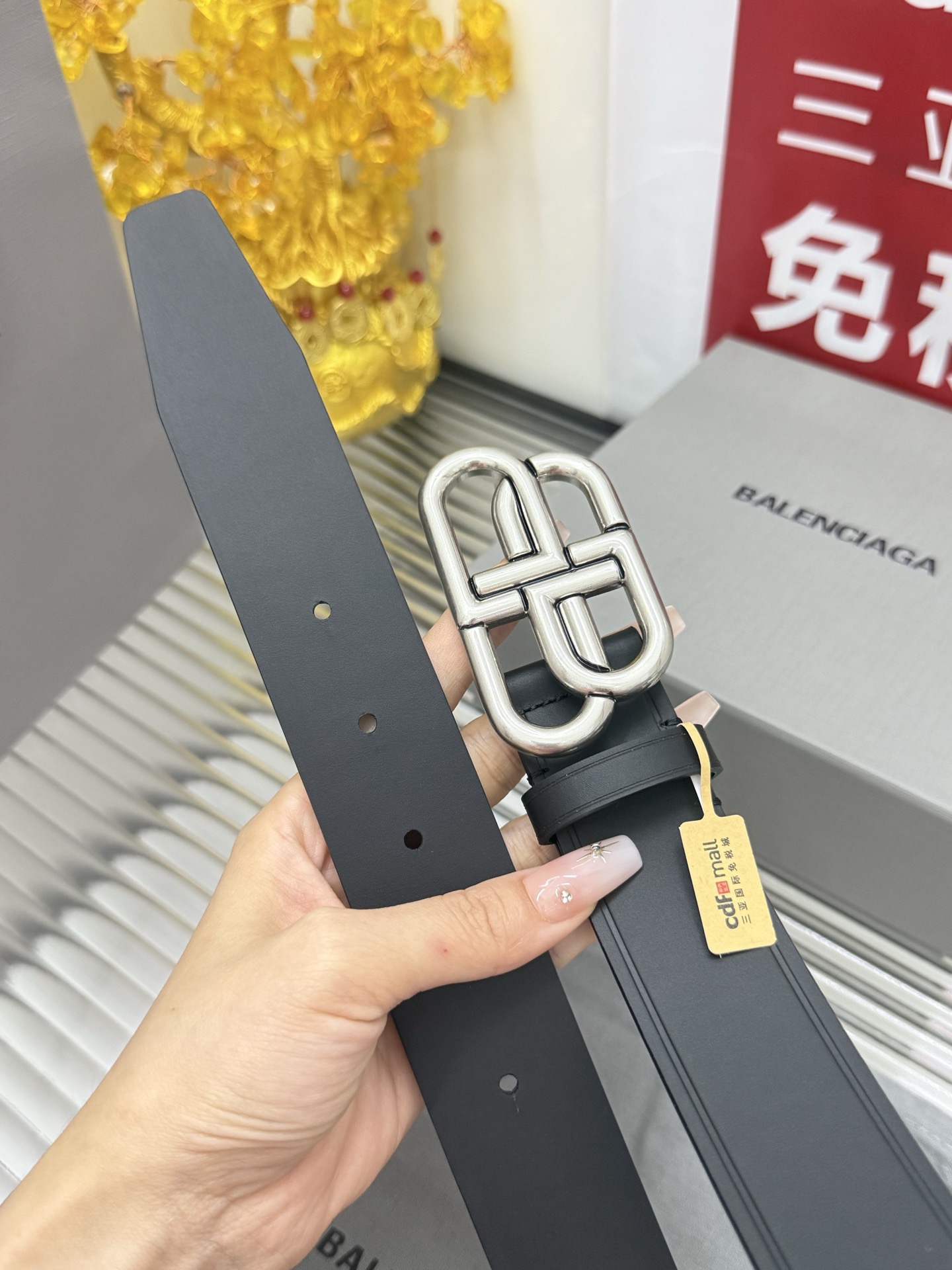 Balenciaga 宽度：𝟑 𝟱𝗰𝗺 巴黎世家 Balenciaga « 配全套 原包装 » 款 进口小牛皮黑平纹配精品纯铜砂黑扣 代购正货级 · 精细完美走线 细节 工整 高品质