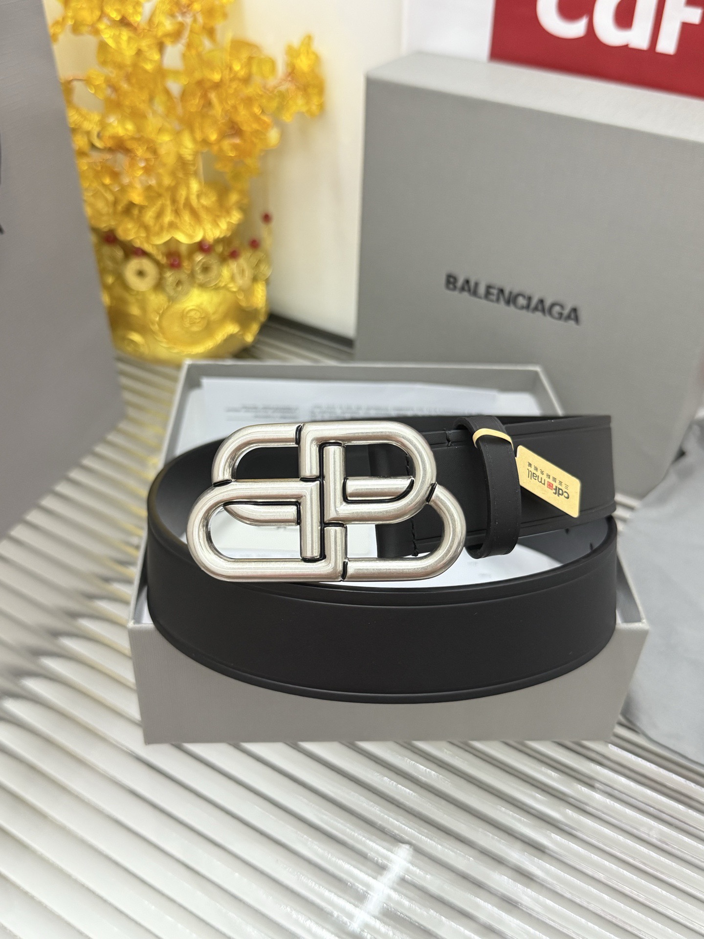 Balenciaga 宽度：𝟑 𝟱𝗰𝗺 巴黎世家 Balenciaga « 配全套 原包装 » 款 进口小牛皮黑平纹配精品纯铜砂黑扣 代购正货级 · 精细完美走线 细节 工整 高品质
