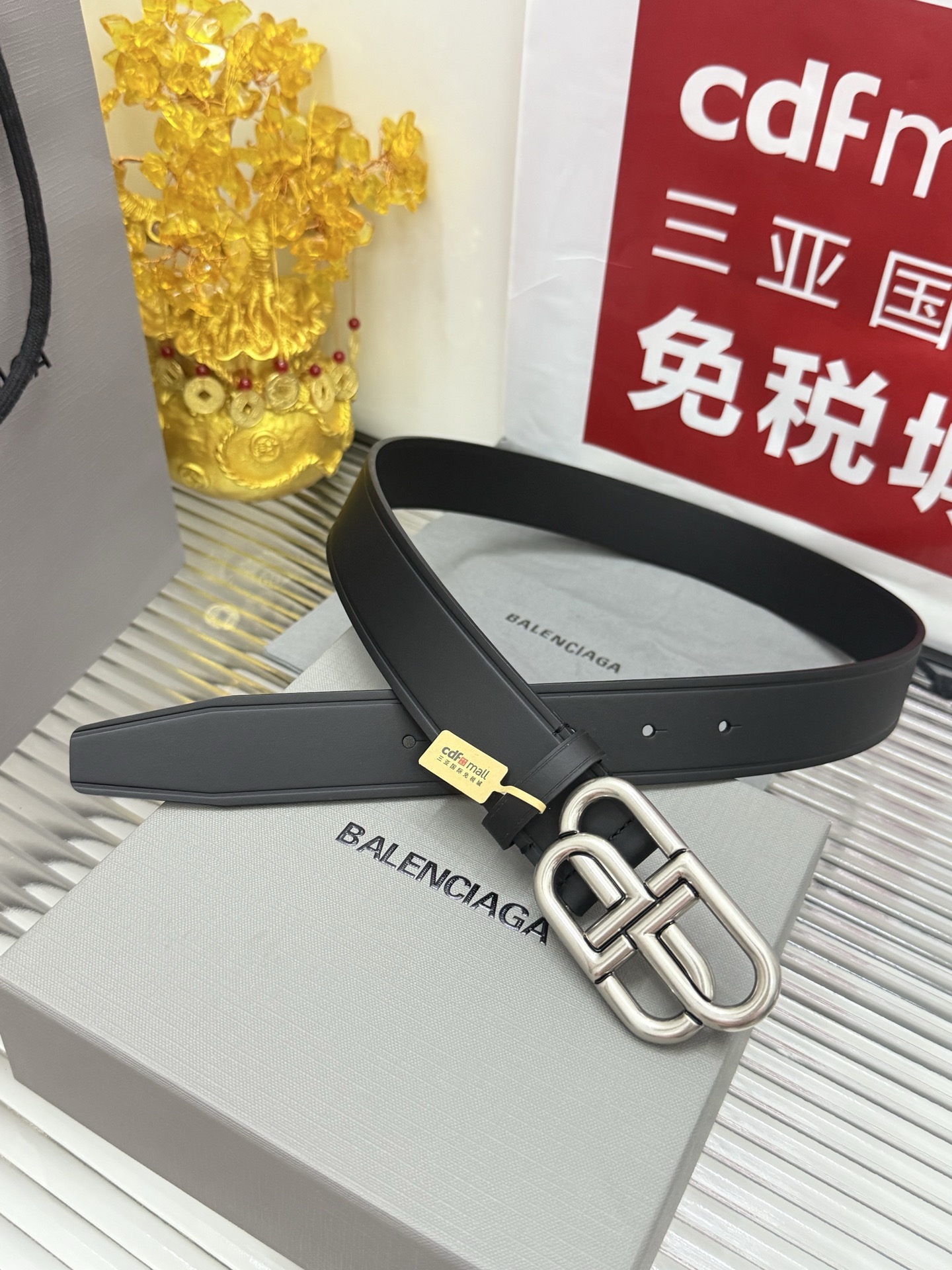 Balenciaga 宽度：𝟑 𝟱𝗰𝗺 巴黎世家 Balenciaga « 配全套 原包装 » 款 进口小牛皮黑平纹配精品纯铜砂黑扣 代购正货级 · 精细完美走线 细节 工整 高品质
