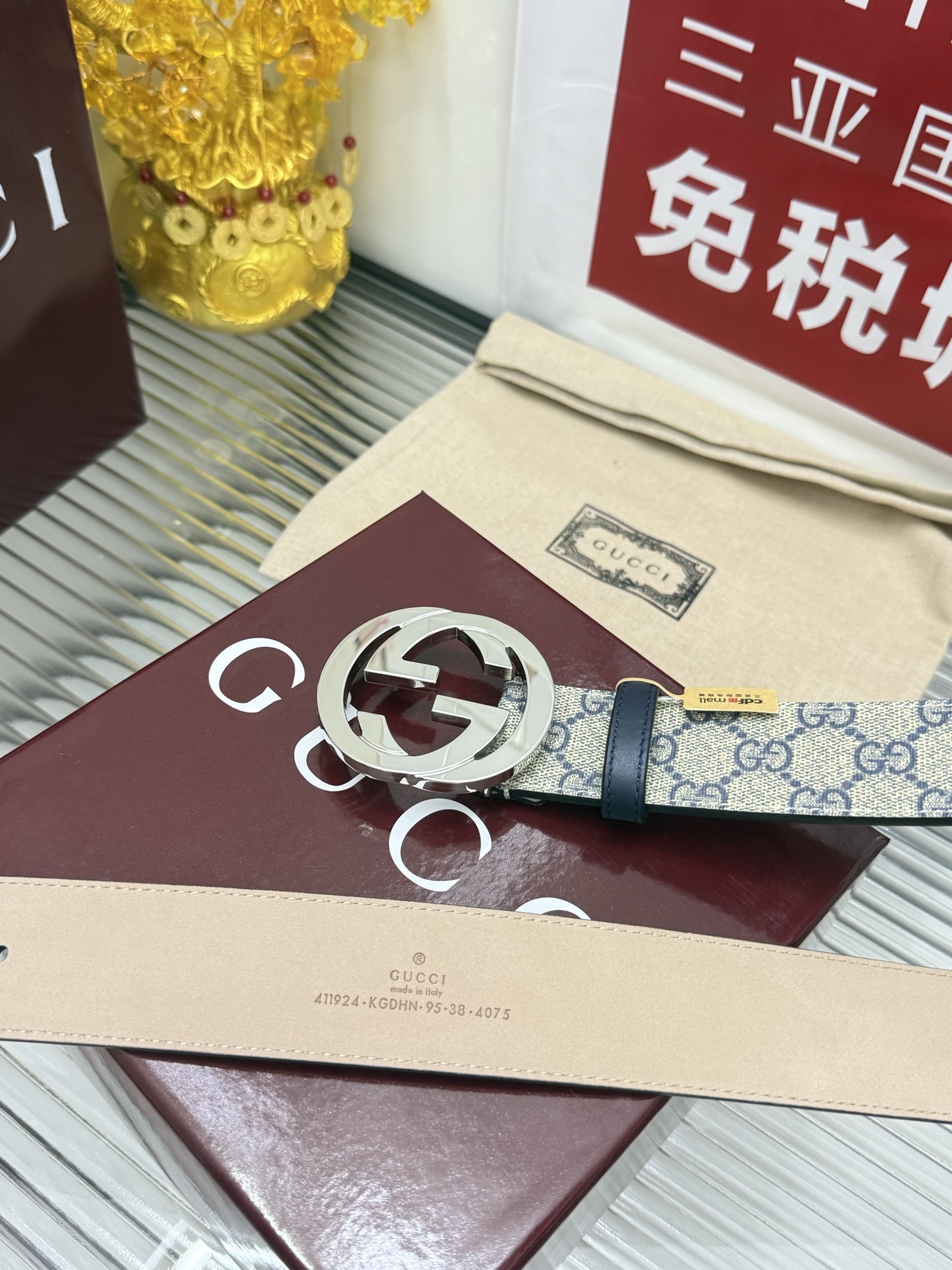 Gucci 宽度：𝟰.𝟬𝗰𝗺 古驰 Gucci « 配全套 原包装 » 黑花 进口皮/树膏小牛皮底+精品纯铜五金扣