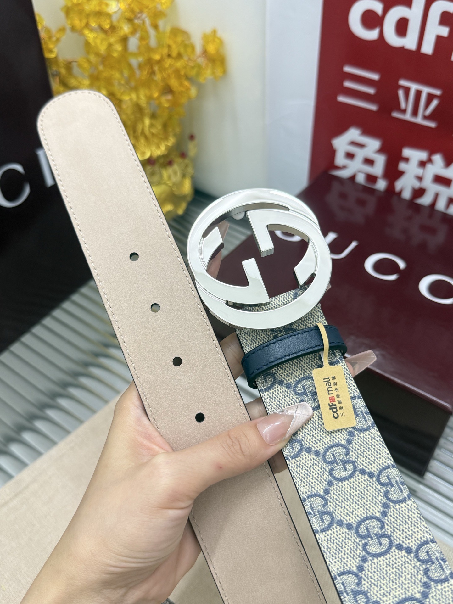 Gucci 宽度：𝟰.𝟬𝗰𝗺 古驰 Gucci « 配全套 原包装 » 黑花 进口皮/树膏小牛皮底+精品纯铜五金扣