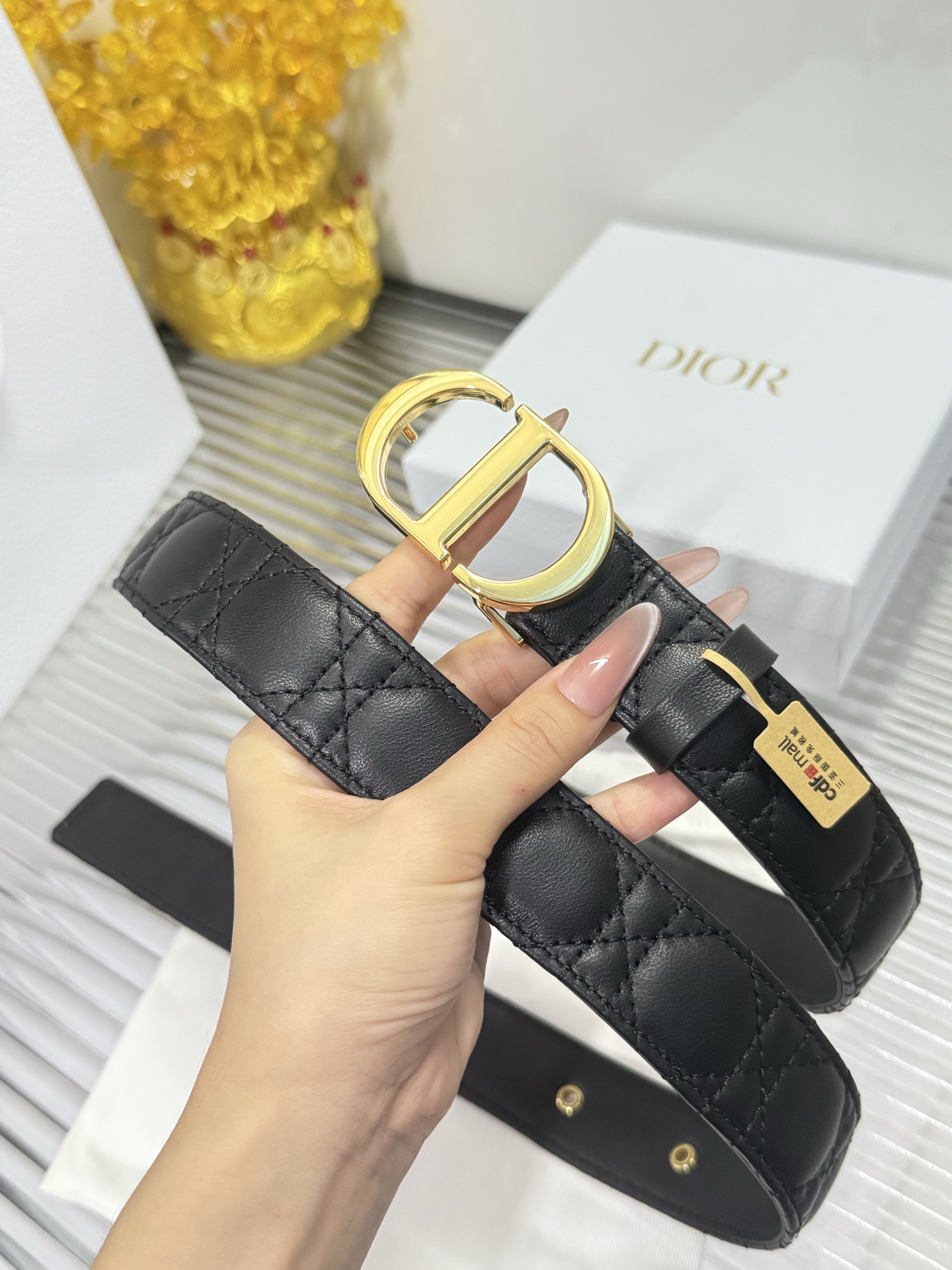 Dior 宽度：𝟯.𝟬𝗰𝗺 迪奥 Dior « 配全套 原包装 » 进口 小羊皮/皮质柔软舒适+精品纯铜扣