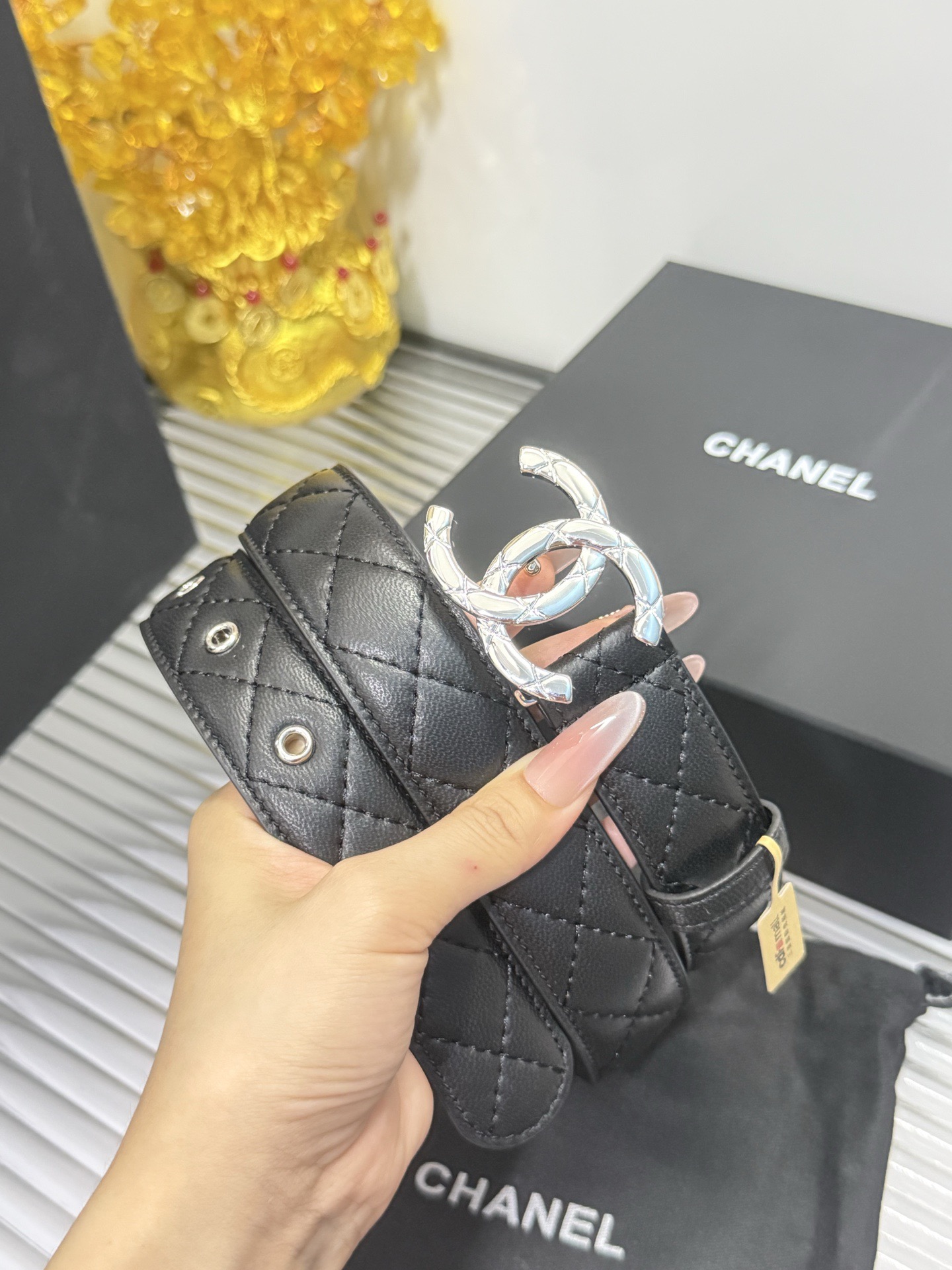 Chanel 宽度：𝟯 𝟬𝗰𝗺 香奈儿 CHANEL « 配全套 原包装 » 进口 小羊皮/皮质柔软舒适+精品纯铜扣𝟐𝟓新款/背面小细节钢印