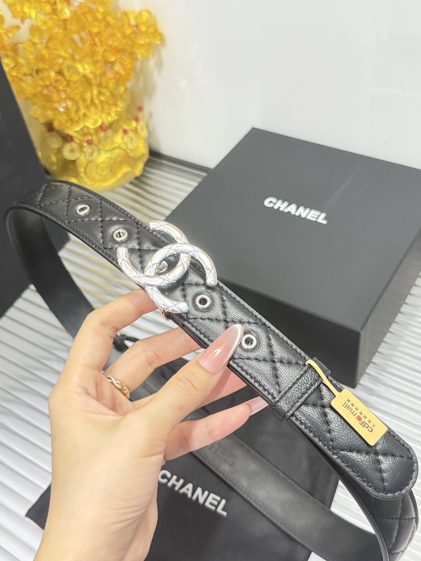 Chanel 宽度：𝟯 𝟬𝗰𝗺 香奈儿 CHANEL « 配全套 原包装 » 进口 小羊皮/皮质柔软舒适+精品纯铜扣𝟐𝟓新款/背面小细节钢印