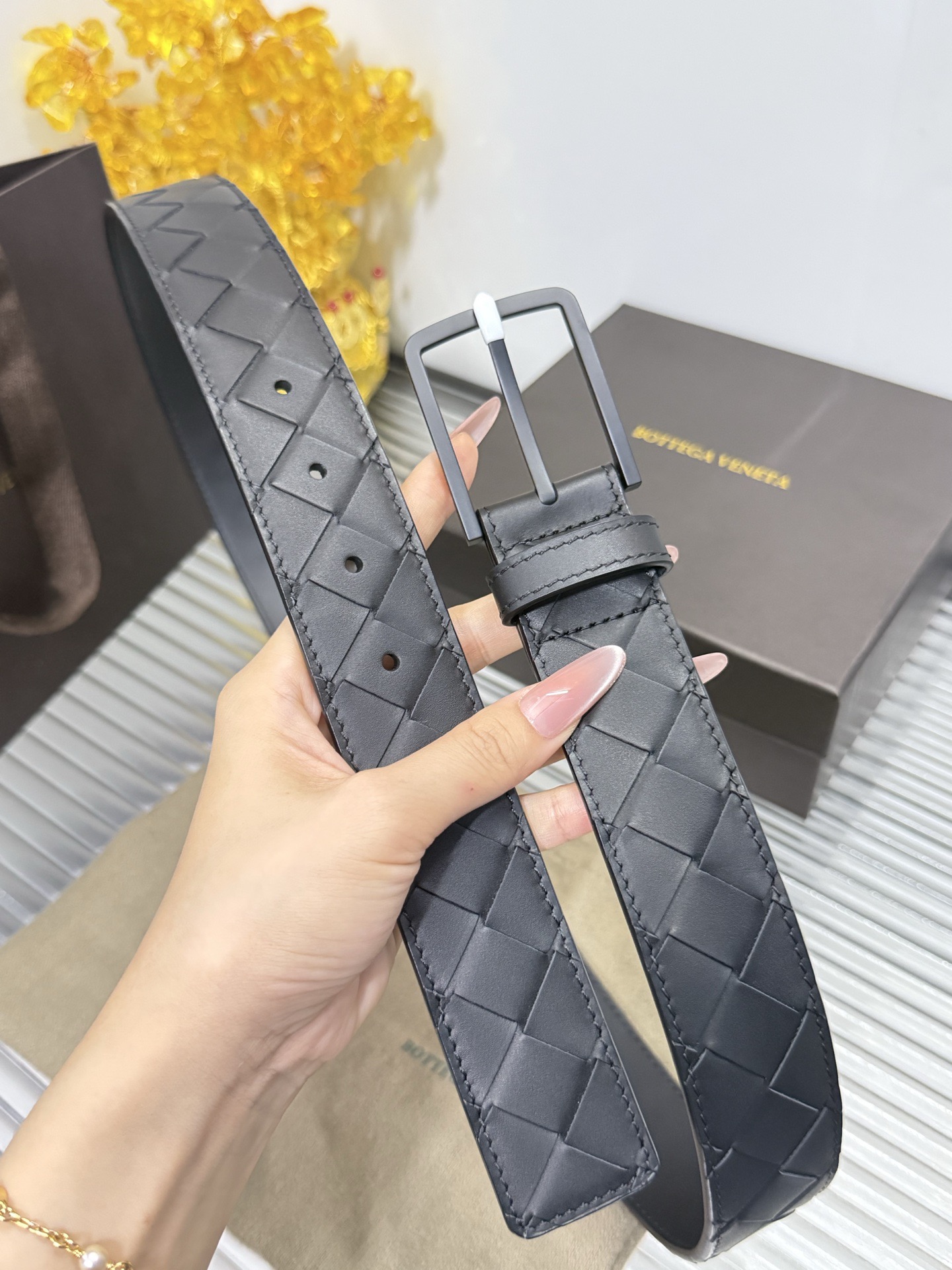 Bottega Veneta 宽度：𝟑 𝟱𝗰𝗺 葆蝶家 Bottega Veneta « 配全套 原包装 » 纯手工编织 进口 小牛皮+精品钨钢扣