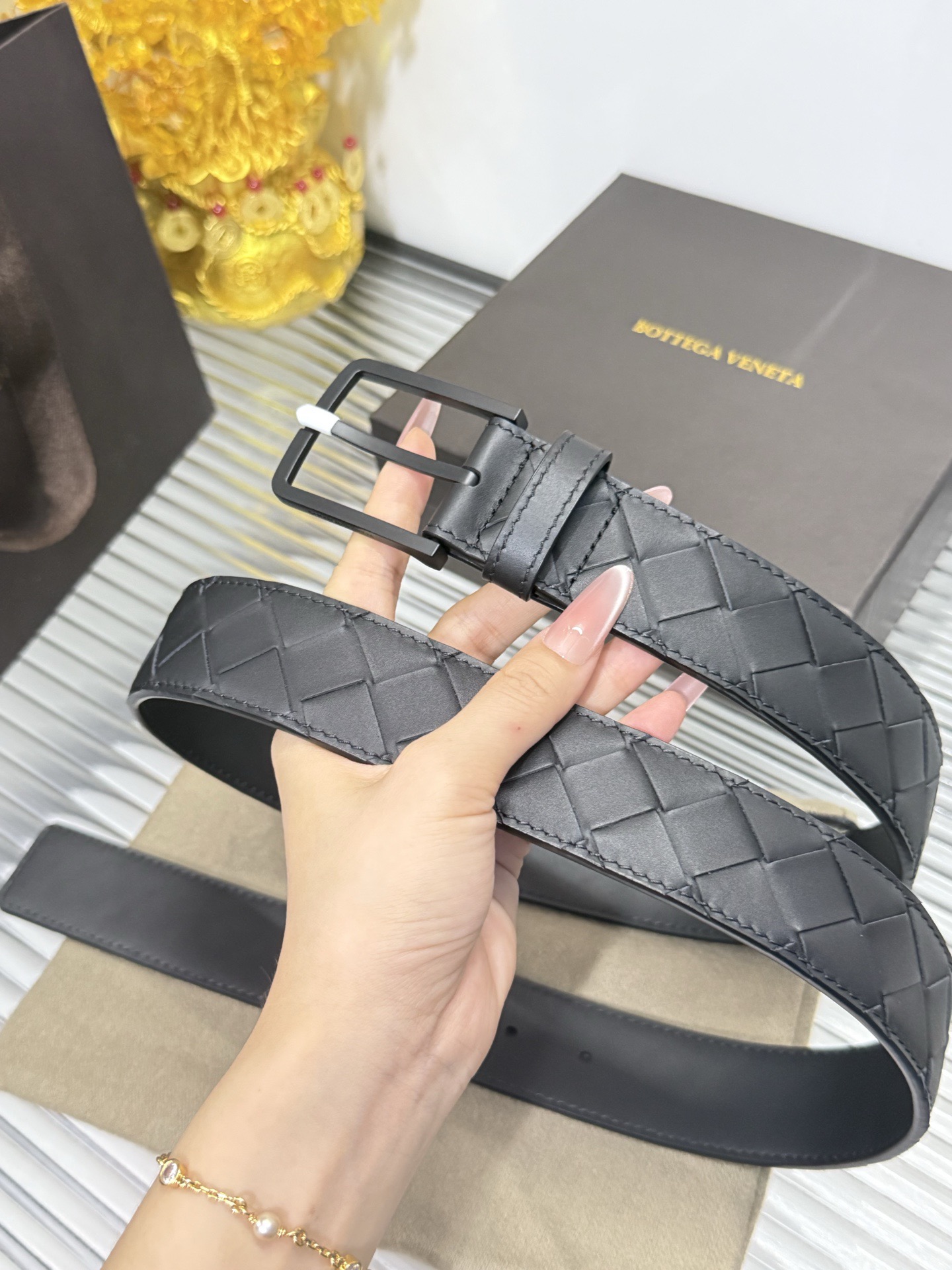 Bottega Veneta 宽度：𝟑 𝟱𝗰𝗺 葆蝶家 Bottega Veneta « 配全套 原包装 » 纯手工编织 进口 小牛皮+精品钨钢扣