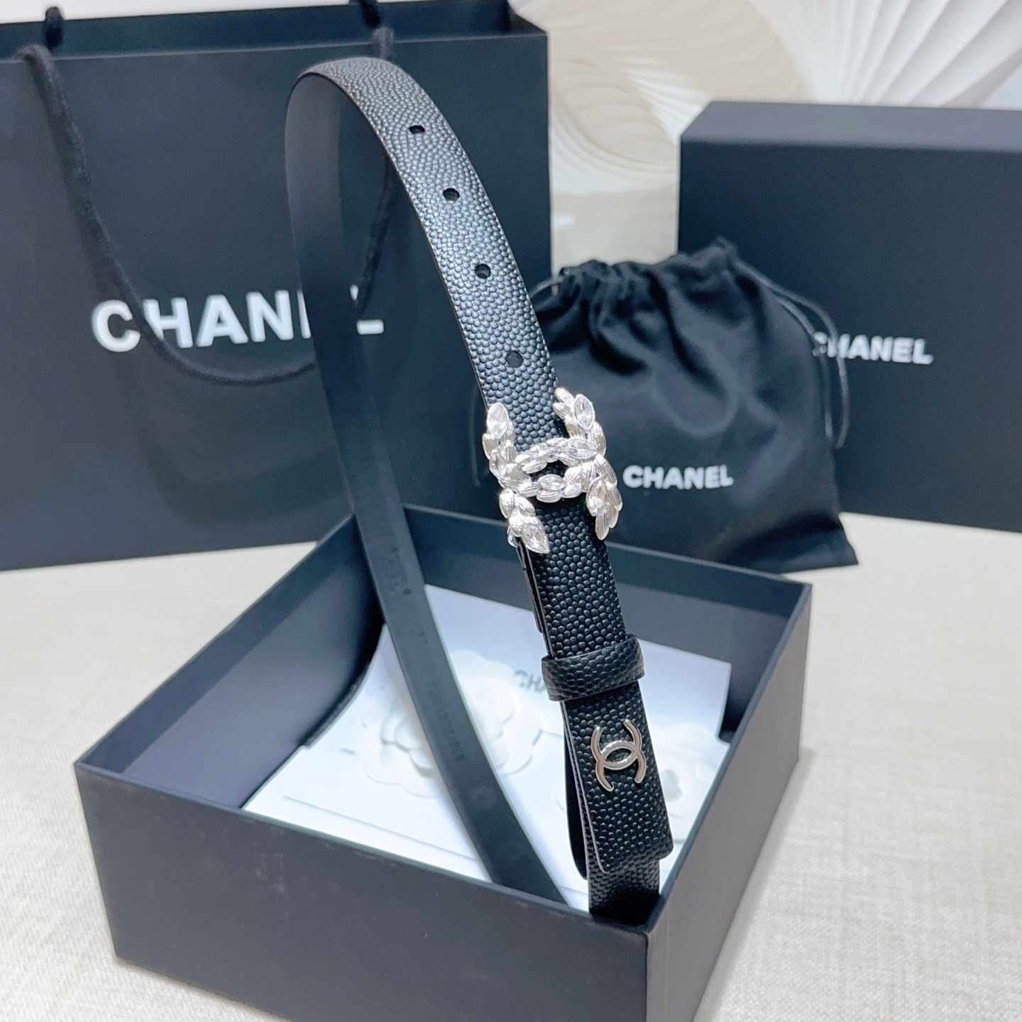 Chanel 宽度：𝟮 𝟬𝗰𝗺 香奈儿 CHANEL « 配全套 原包装 » 进口 小牛皮鱼子纹+精品纯铜五金扣 对版开模/做工细节 对版钢印