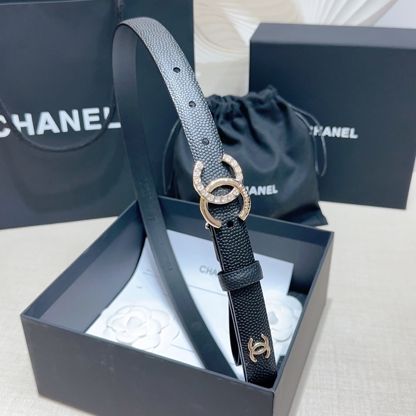 Chanel 宽度：𝟮 𝟬𝗰𝗺 香奈儿 CHANEL « 配全套 原包装 » 进口 小牛皮鱼子纹+精品纯铜五金扣 对版开模/做工细节 对版钢印