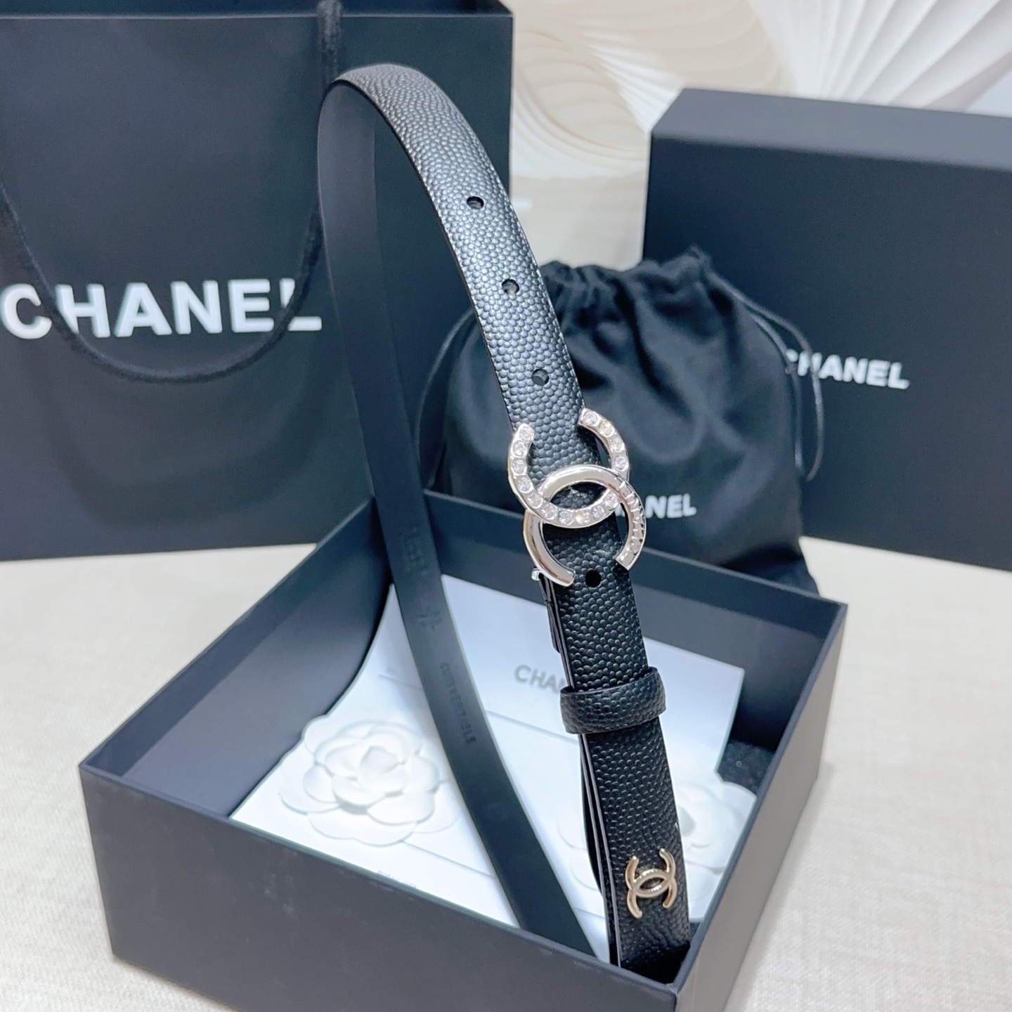 Chanel 宽度：𝟮 𝟬𝗰𝗺 香奈儿 CHANEL « 配全套 原包装 » 进口 小牛皮鱼子纹+精品纯铜五金扣 对版开模/做工细节 对版钢印
