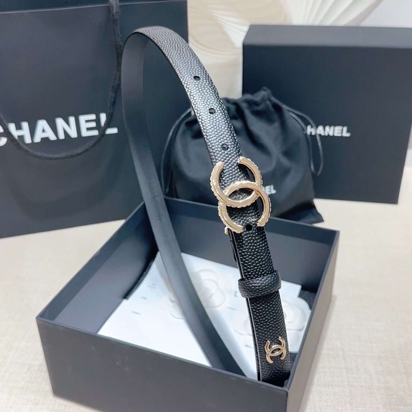 Chanel 宽度：𝟮 𝟬𝗰𝗺 香奈儿 CHANEL « 配全套 原包装 » 进口 小牛皮鱼子纹+精品纯铜五金扣 对版开模/做工细节 对版钢印