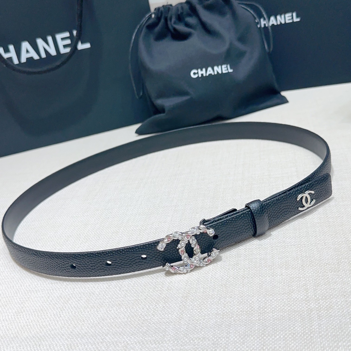Chanel 宽度：𝟮 𝟬𝗰𝗺 香奈儿 CHANEL « 配全套 原包装 » 进口 小牛皮鱼子纹+精品纯铜五金扣 对版开模/做工细节 对版钢印