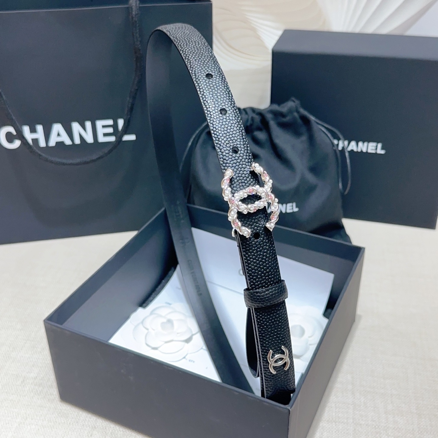 Chanel 宽度：𝟮 𝟬𝗰𝗺 香奈儿 CHANEL « 配全套 原包装 » 进口 小牛皮鱼子纹+精品纯铜五金扣 对版开模/做工细节 对版钢印
