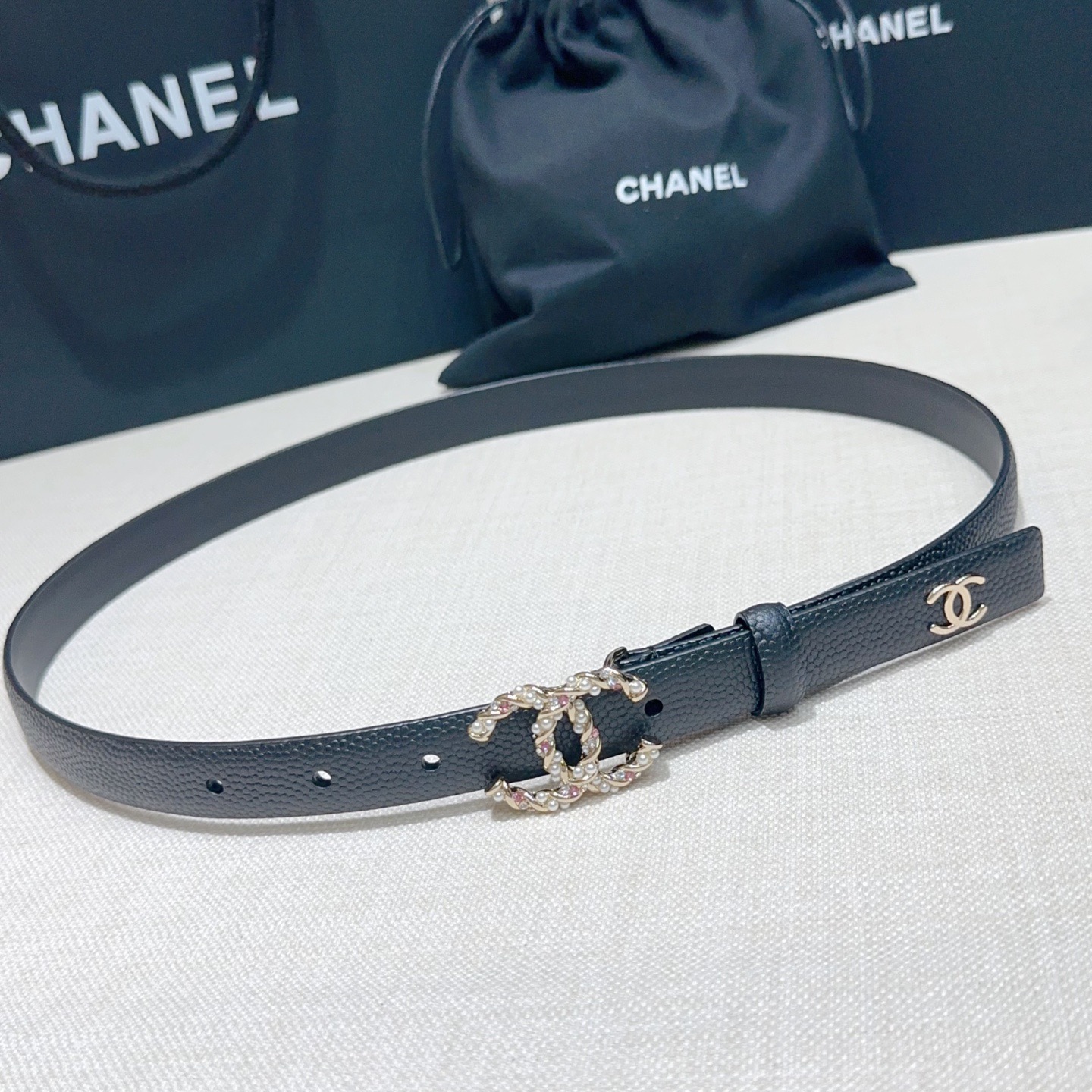 Chanel 宽度：𝟮 𝟬𝗰𝗺 香奈儿 CHANEL « 配全套 原包装 » 进口 小牛皮鱼子纹+精品纯铜五金扣 对版开模/做工细节 对版钢印