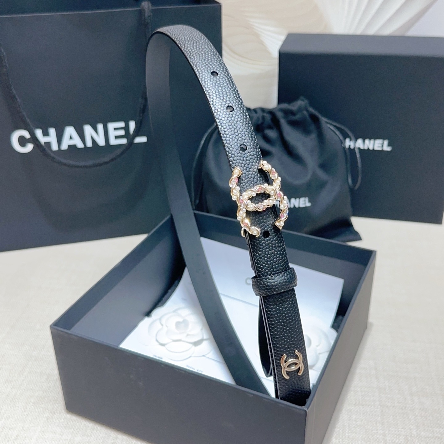 Chanel 宽度：𝟮 𝟬𝗰𝗺 香奈儿 CHANEL « 配全套 原包装 » 进口 小牛皮鱼子纹+精品纯铜五金扣 对版开模/做工细节 对版钢印