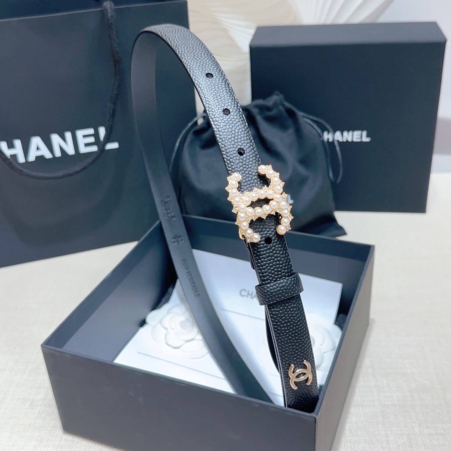 Chanel 宽度：𝟮 𝟬𝗰𝗺 香奈儿 CHANEL « 配全套 原包装 » 进口 小牛皮鱼子纹+精品纯铜五金扣 对版开模/做工细节 对版钢印