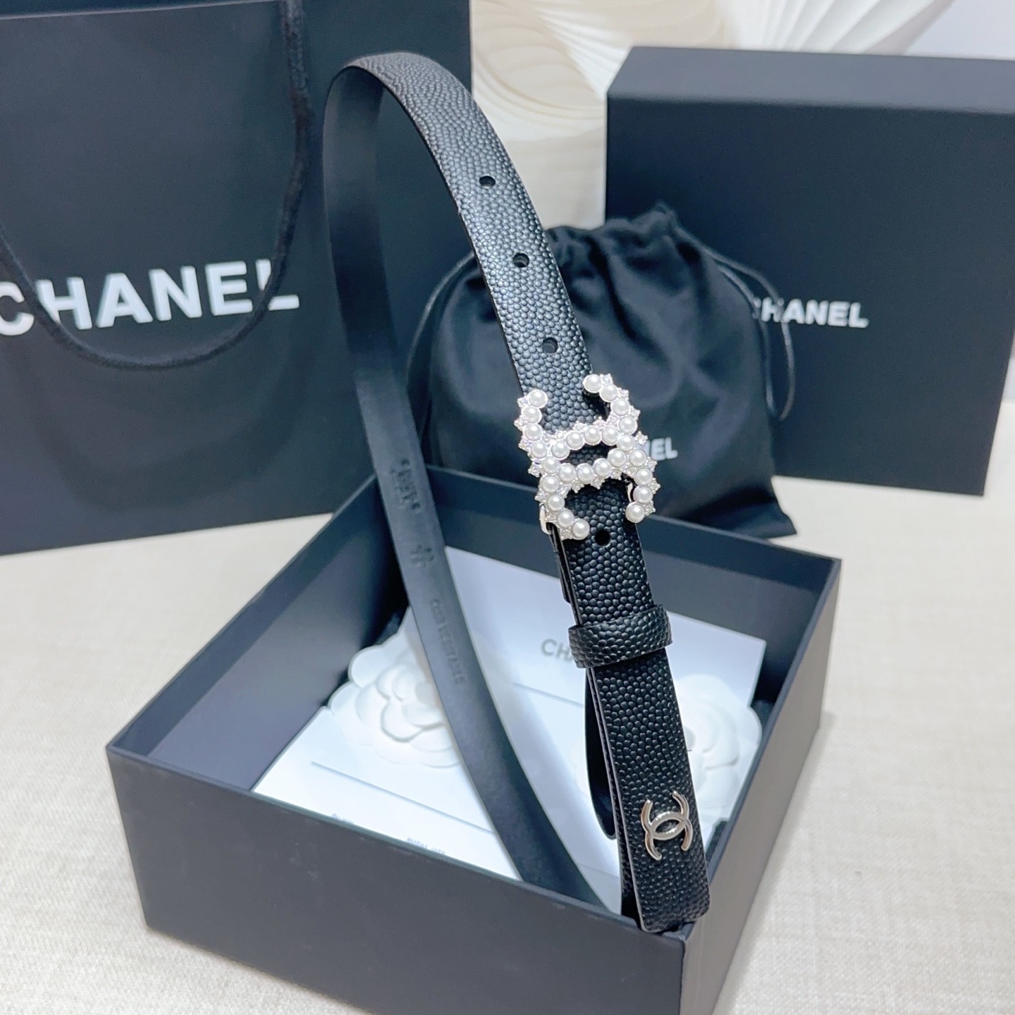 Chanel 宽度：𝟮 𝟬𝗰𝗺 香奈儿 CHANEL « 配全套 原包装 » 进口 小牛皮鱼子纹+精品纯铜五金扣 对版开模/做工细节 对版钢印