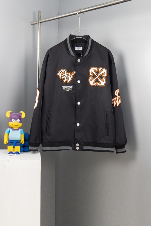 Off-White 2024ss Runway Baseball Jacket: Collector's Edition Unisex Outerwear 1 Off-White 2024ss Runway Baseball Jacket: Collector's Edition Unisex Outerwear