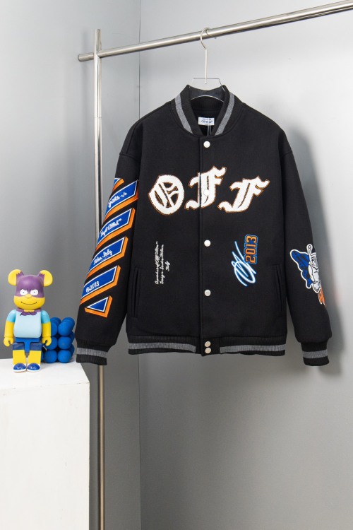 Off-White 2024SS Runway Varsity Jacket - Streetwear Style & Luxury Feel 1 Off-White 2024SS Runway Varsity Jacket - Streetwear Style & Luxury Feel