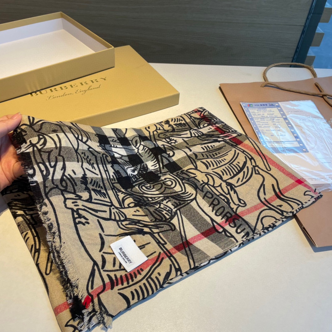 博柏利 Burberry 传世高定桑蚕丝丝巾围巾 #5B3B4792 4