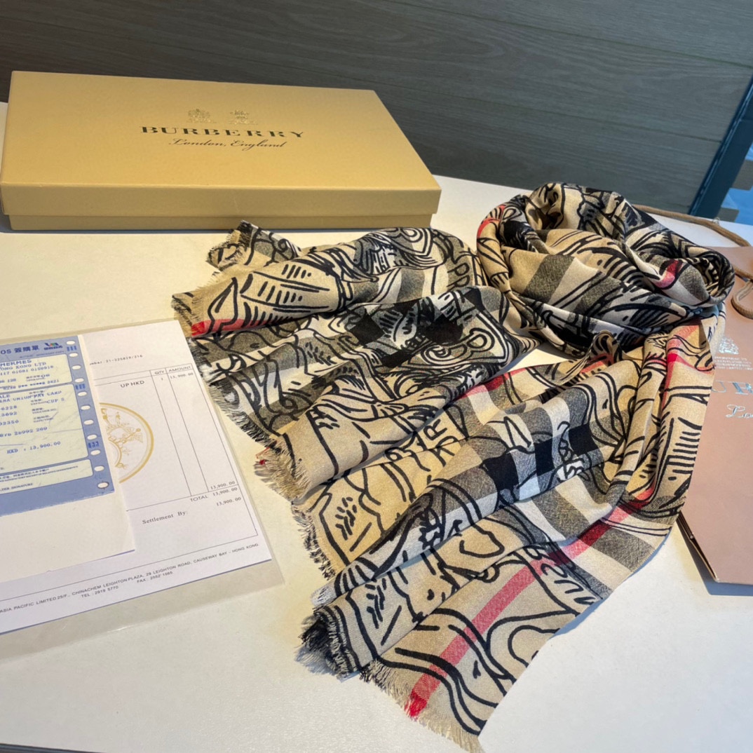 博柏利 Burberry 传世高定桑蚕丝丝巾围巾 #5B3B4792 7
