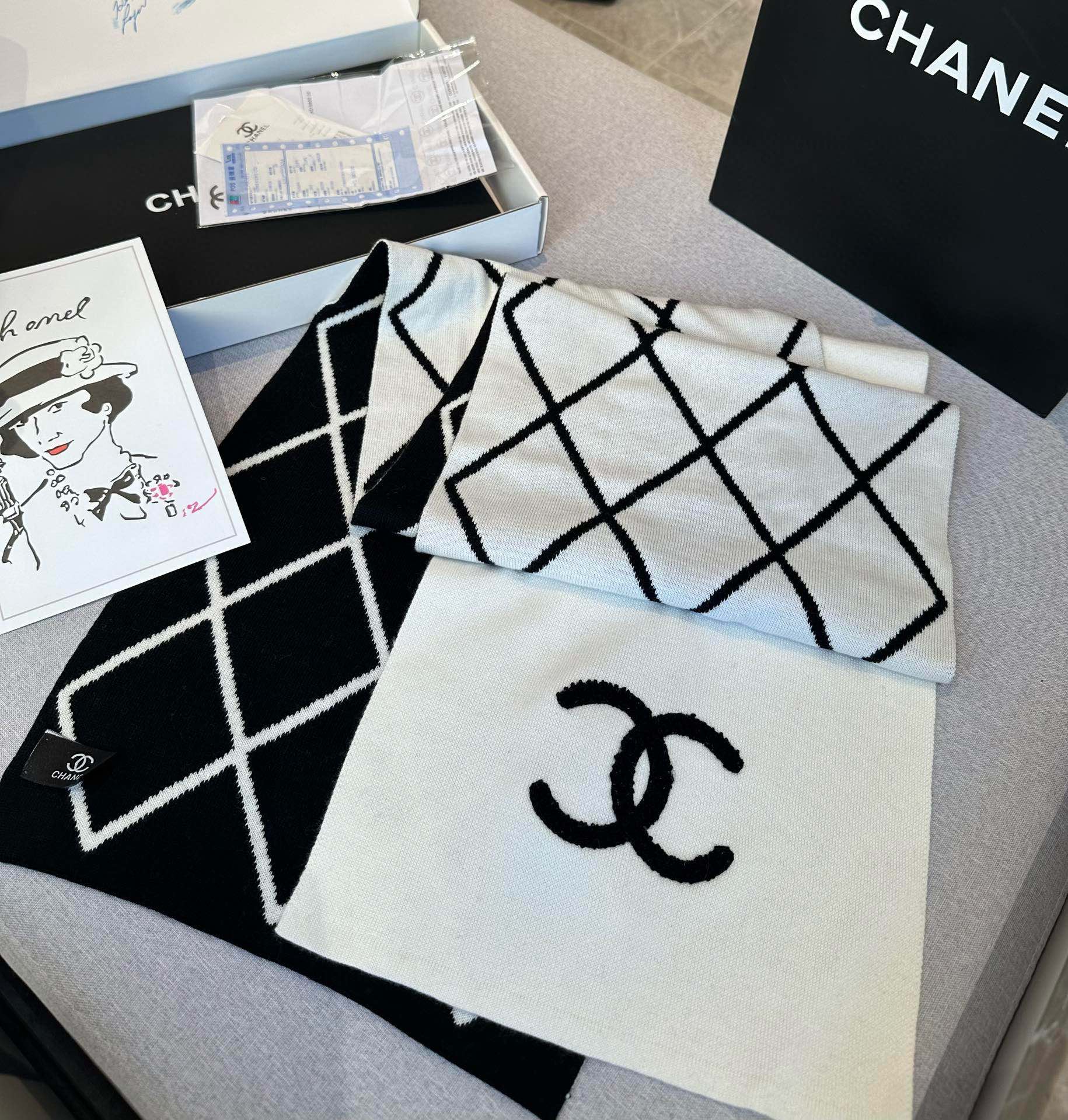 Chanel24秋冬新款24b针织围巾羊绒针织长巾️美翻了[流泪]御用殿堂级极品️新款在售进口纯羊绒针织