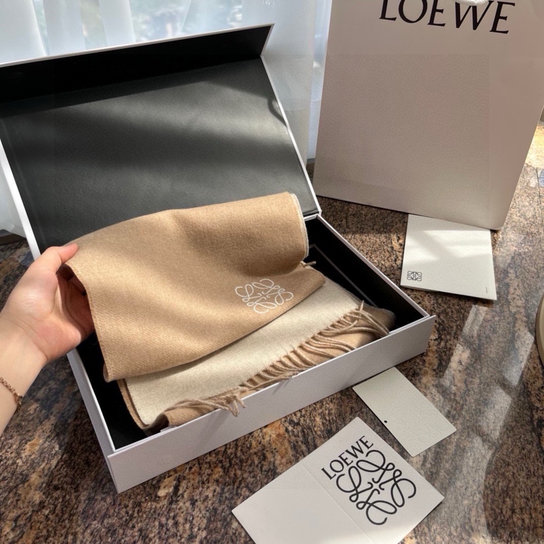 Loewe罗意威难得一见的温柔配色低调又不失优雅重点推荐双面配色一条围巾两种风格搭配高级舒适时髦气质名小