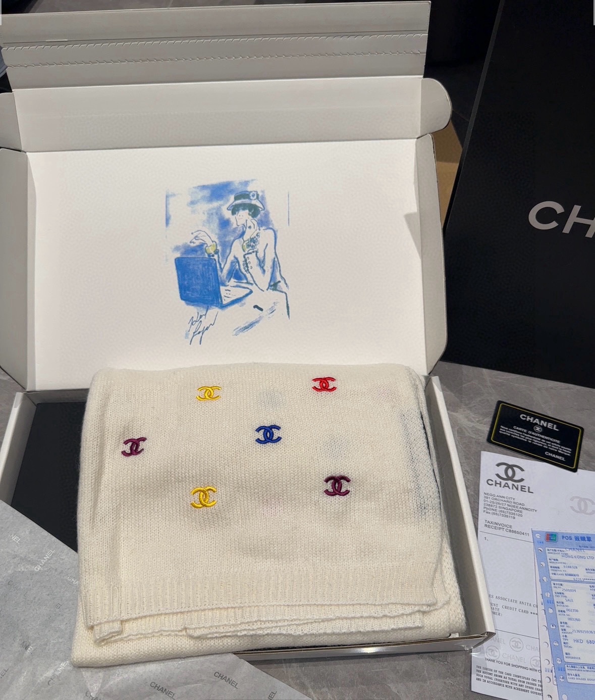 刺绣版CHANEL羊绒长巾顶级原单正品旷世绝美小香披肩羊绒围巾顶级高端货绝对值得珍藏香奈儿绝美百搭款专柜