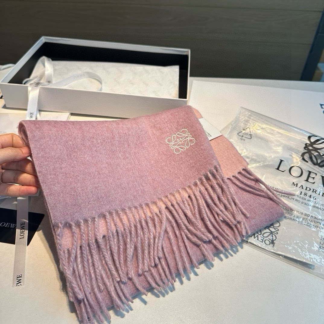 上新!Loewe罗意威️难得一见的温柔配色低调又不失优雅️重点推荐️双面配色一条围巾两种风格搭配高级舒适