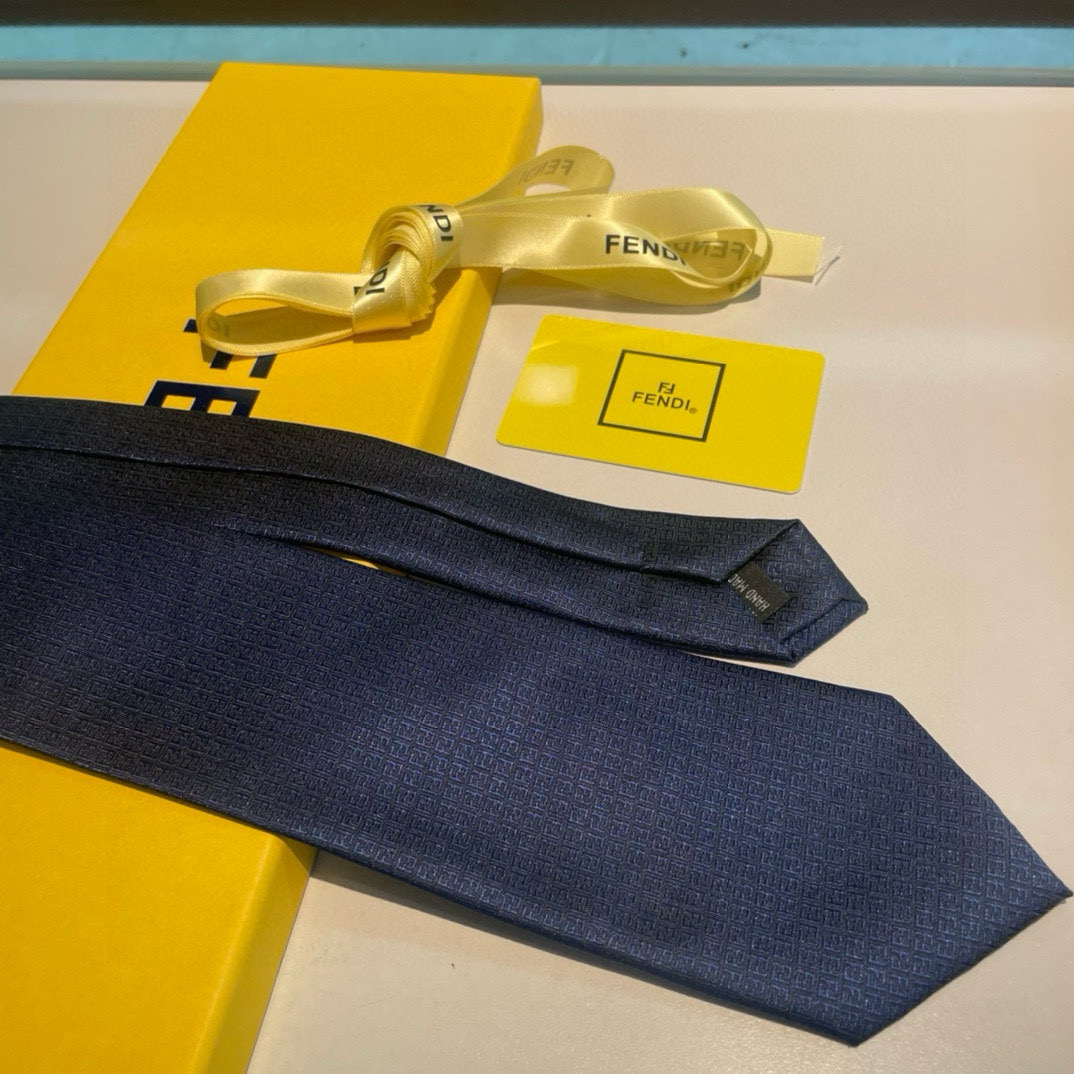 New Male Fendi Explosive Silk Tie: Iconic FF Letter Design for Elegant Men - 图片 5