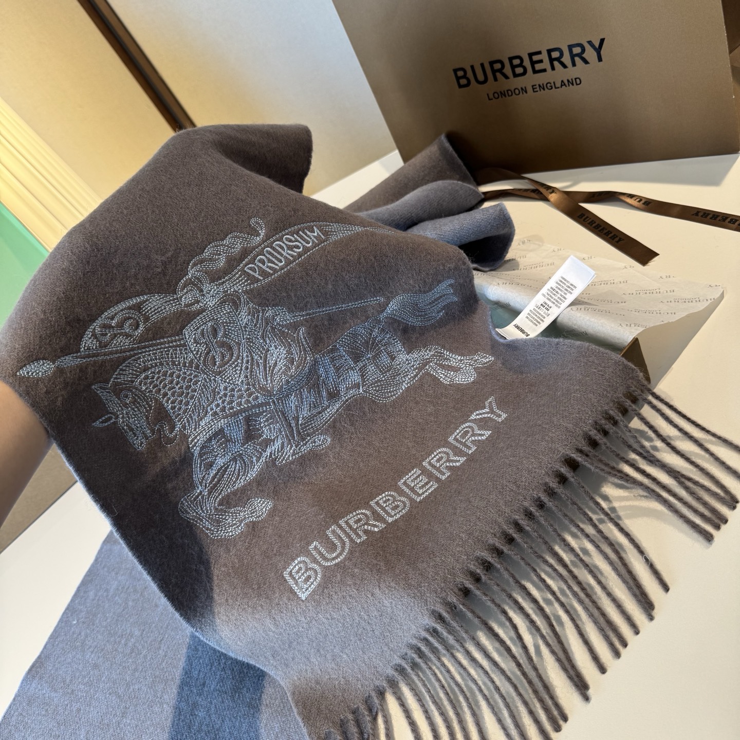 ❤️最新款 B双刺 双面刺绣➕印花➕提花 大密度双面羊绒格子围巾 超高难度工艺 绝非一般copy能做 原