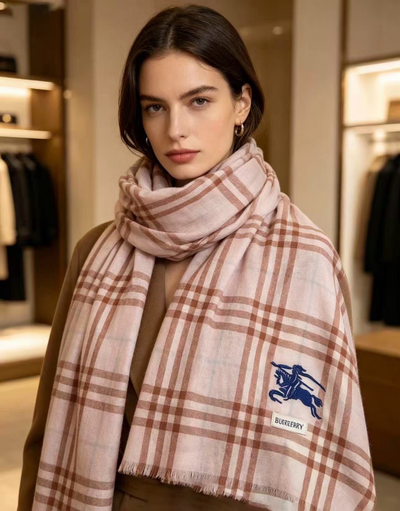 ✨Burberry经典格纹羊绒大围巾｜200×100cm奢享尺寸 甄选100%纯山羊绒织造，触肤如云绒绵软，轻盈不压肩。