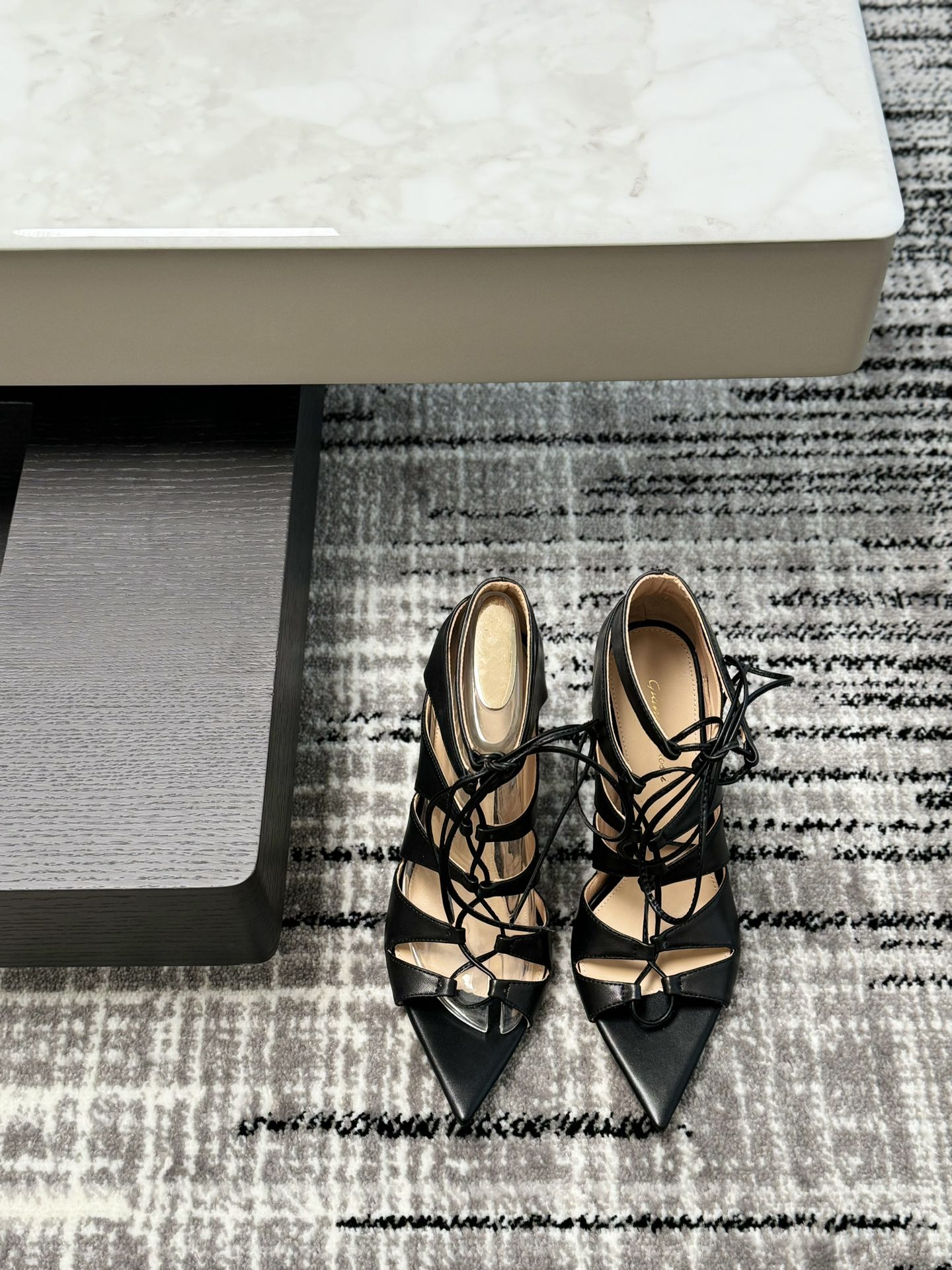 Gianvito Rossi Eiko Stiletto Low Heel Mules Sandals Suede + Mesh + Czech Crystals 10.5cm/8cm