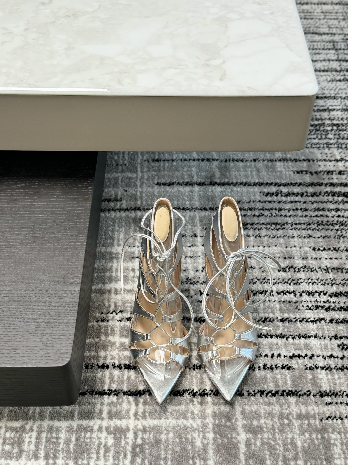 Gianvito Rossi Eiko Stiletto Low Heel Mules Sandals Suede + Mesh + Czech Diamonds 10.5cm/8cm