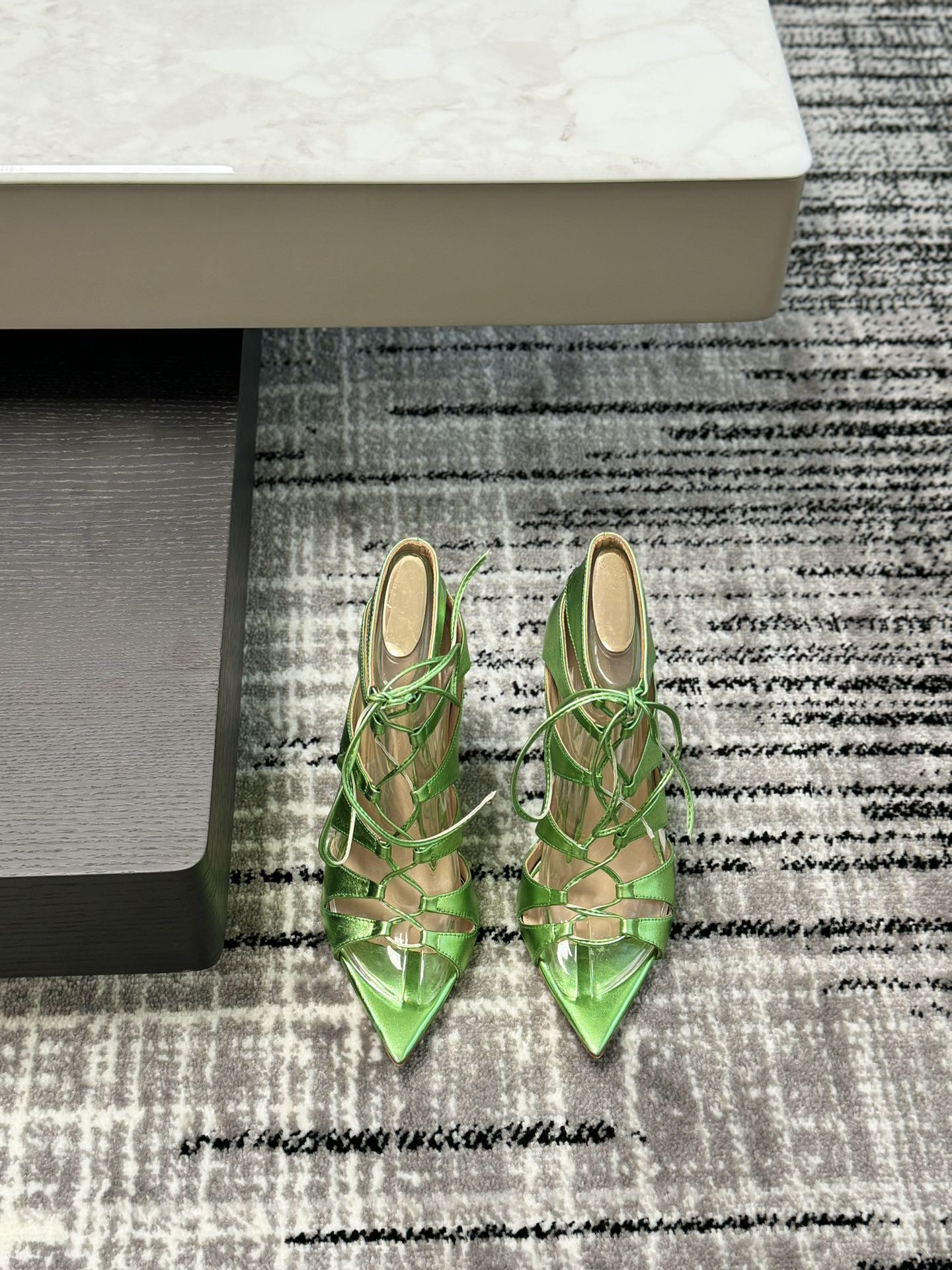Gianvito Rossi Eiko Stiletto low-heel mules sandals suede + mesh + Czech stones 10.5cm/8cm