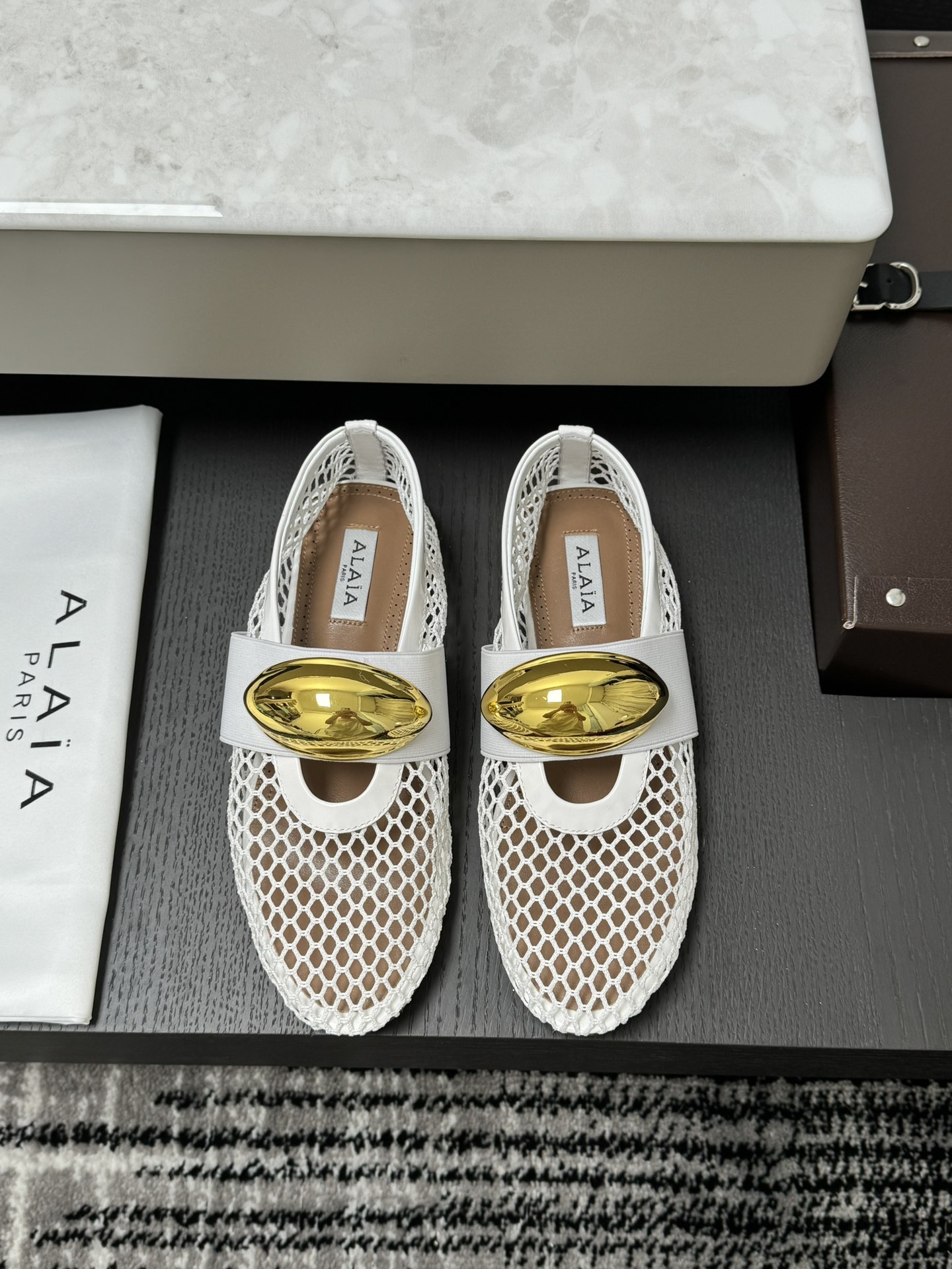 ALAIA Buckle Mesh Ballet Flats Women's Runway Style Sweet-Cool Ballet Trend - Top Version