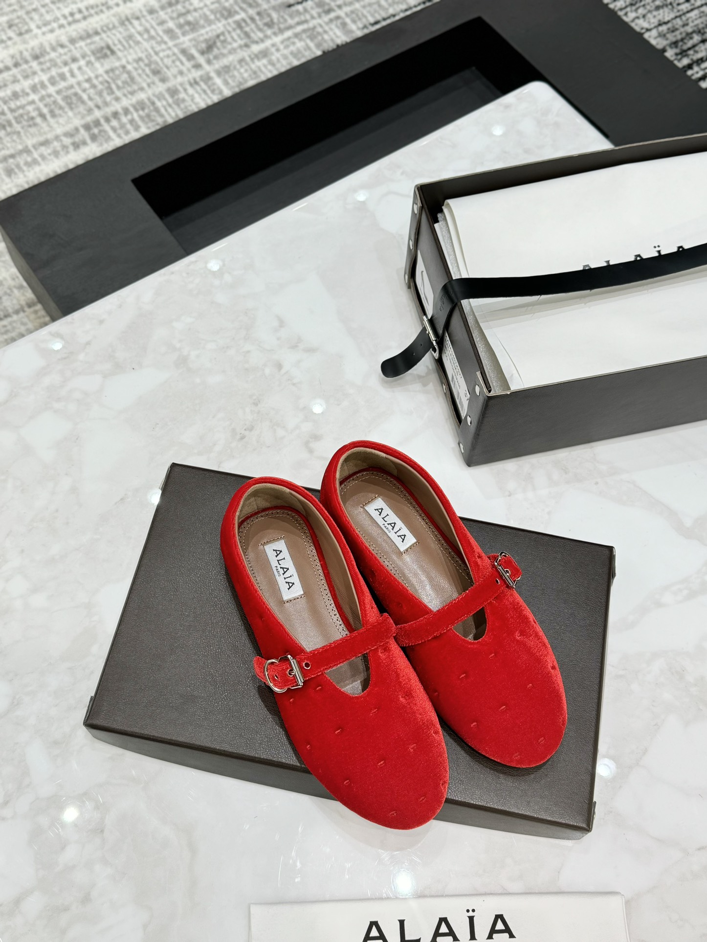 ALAIA Velvet Ballet Flats Women's Exquisite Elegance - Top Version