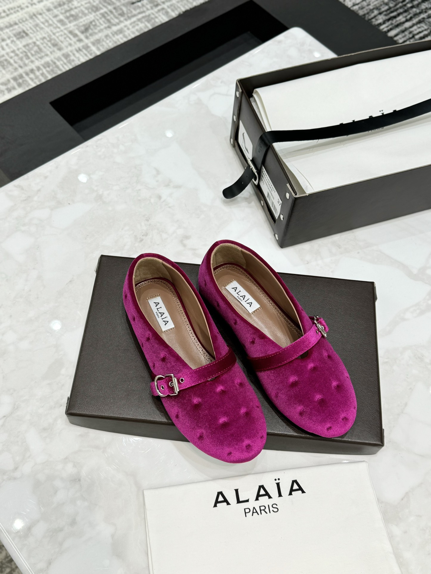 ALAIA Velvet Ballet Flats Women Exquisite Elegance - Top Version