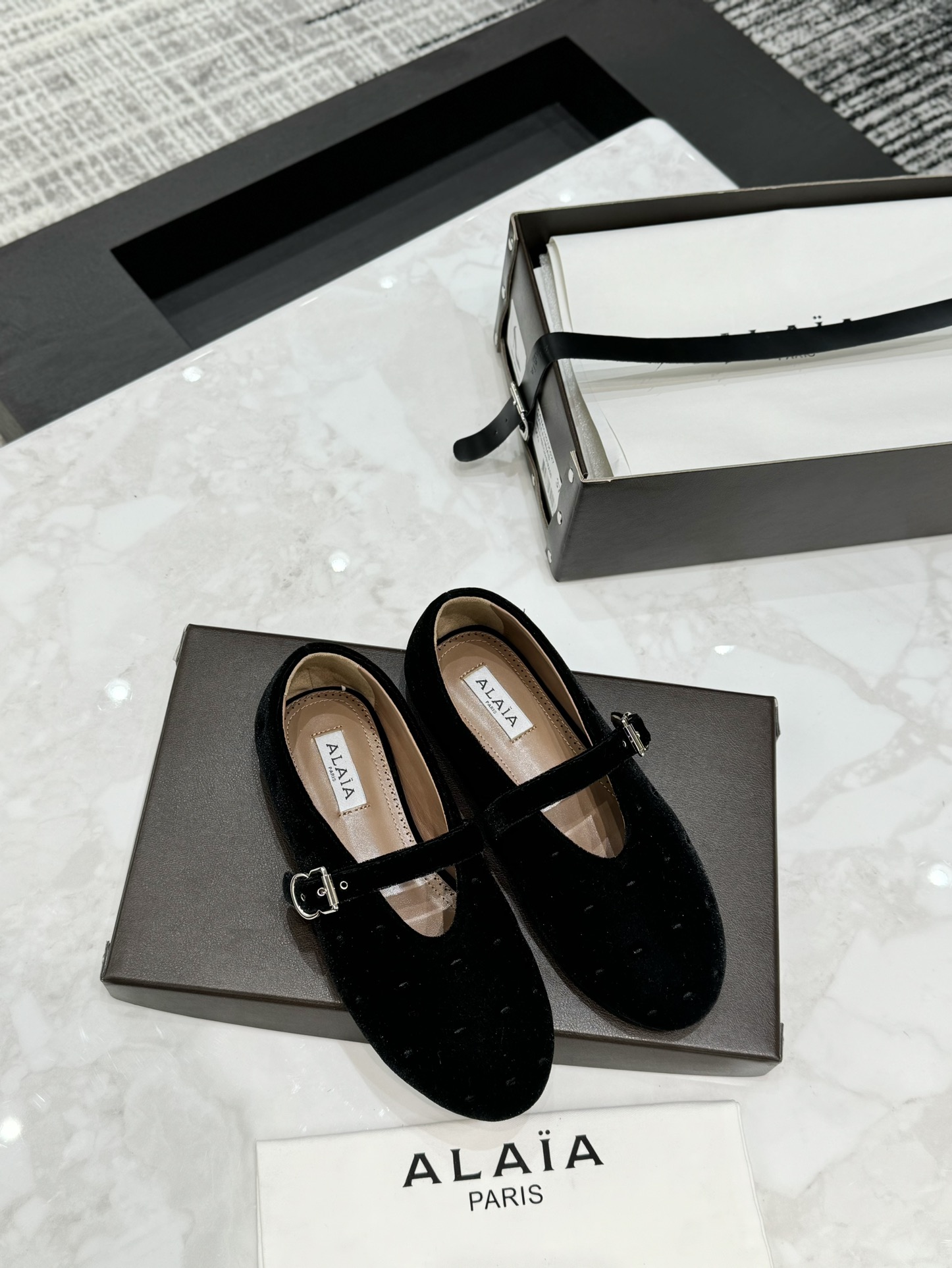 ALAIA Velvet Ballet Flats Women's Exquisite Elegance - Top Version