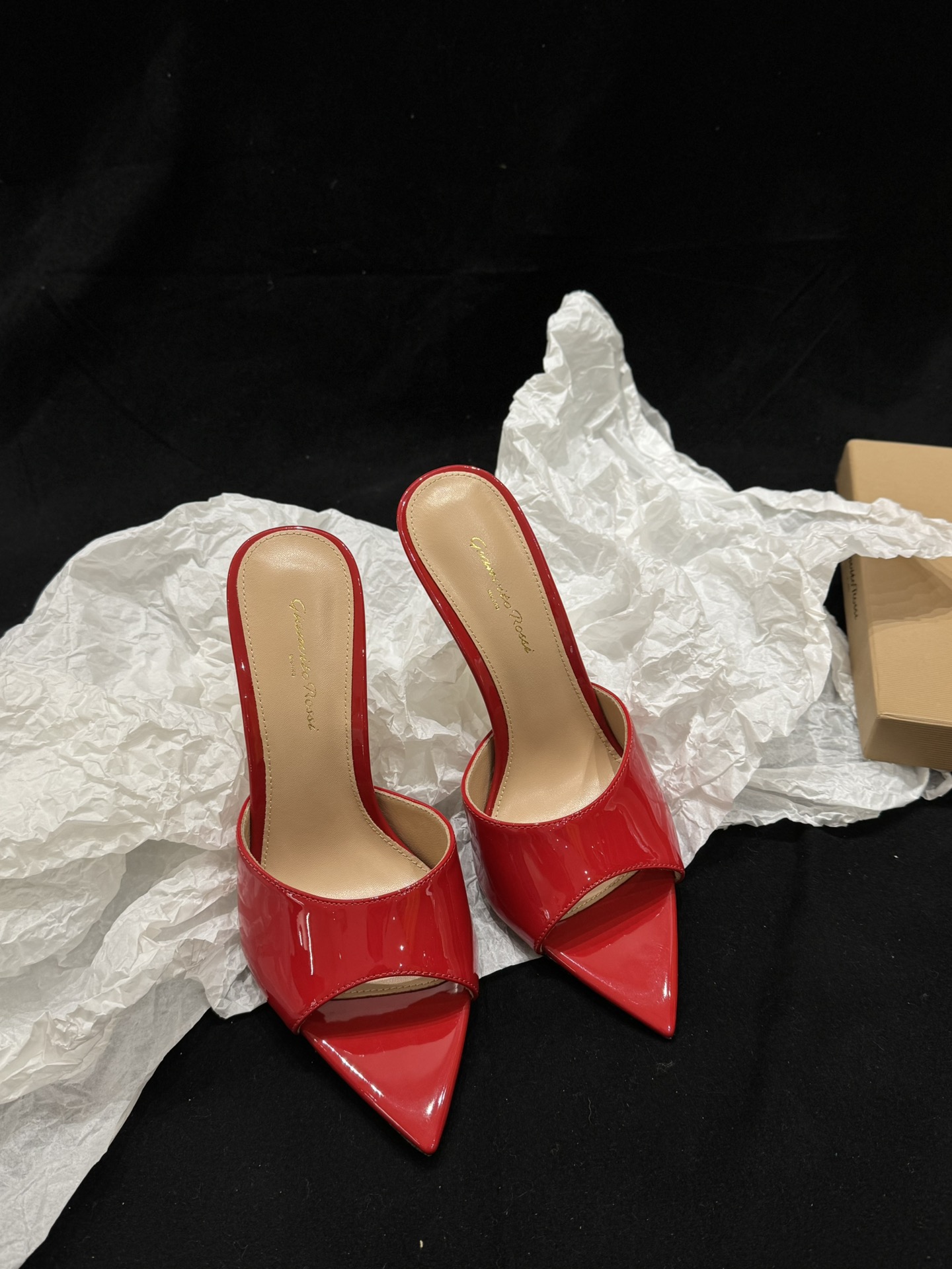 Gianvito Rossi Eiko Stiletto абцасы-шпількі тапкі сандалі авечая скура+сетка+чэшскія стразы 10.5cm/8cm
