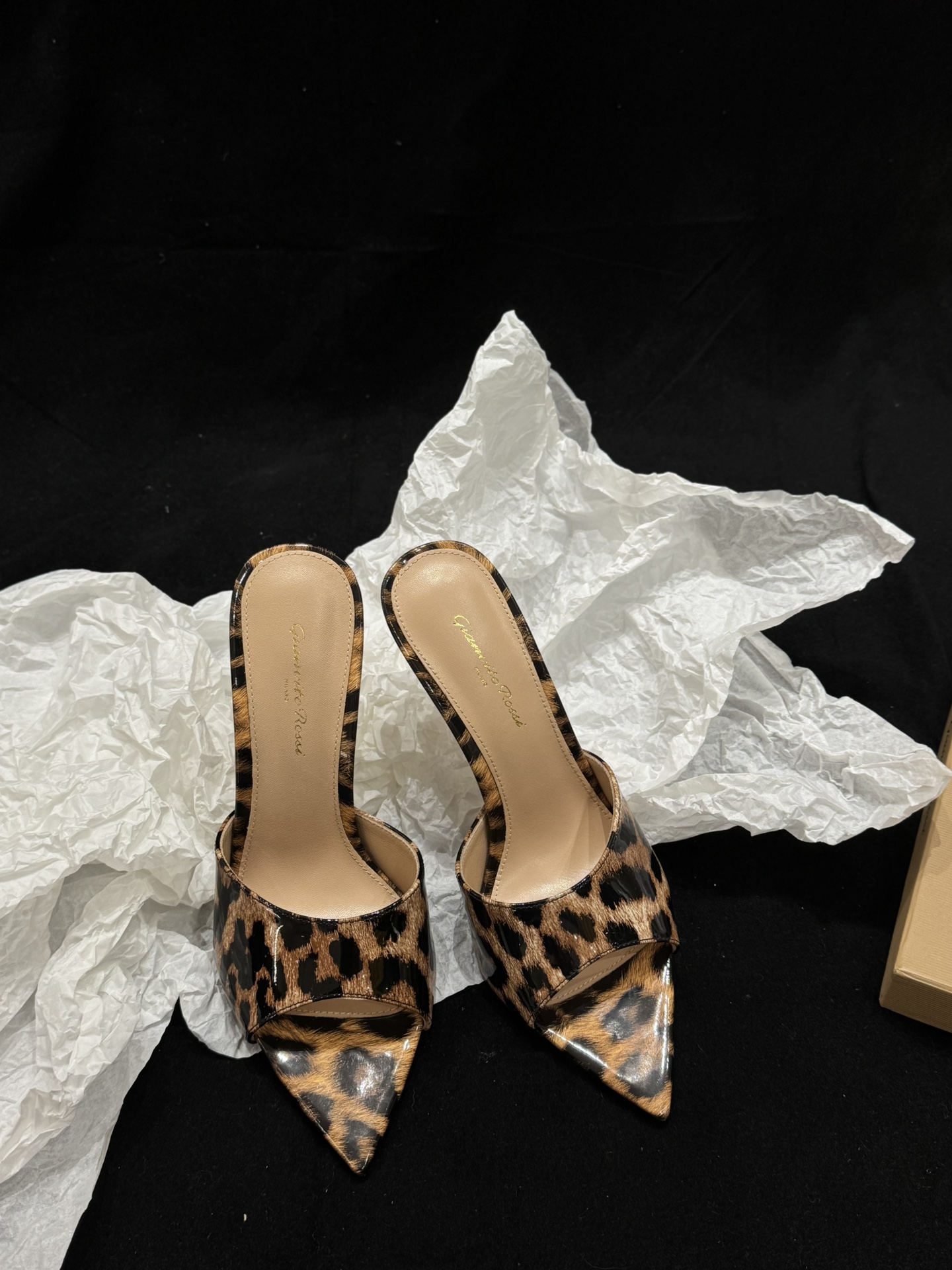 Gianvito Rossi Eiko Stiletto абцасы-шпількі тапкі сандалі авечая скура+сетка+чэшскія стразы 10.5cm/8cm