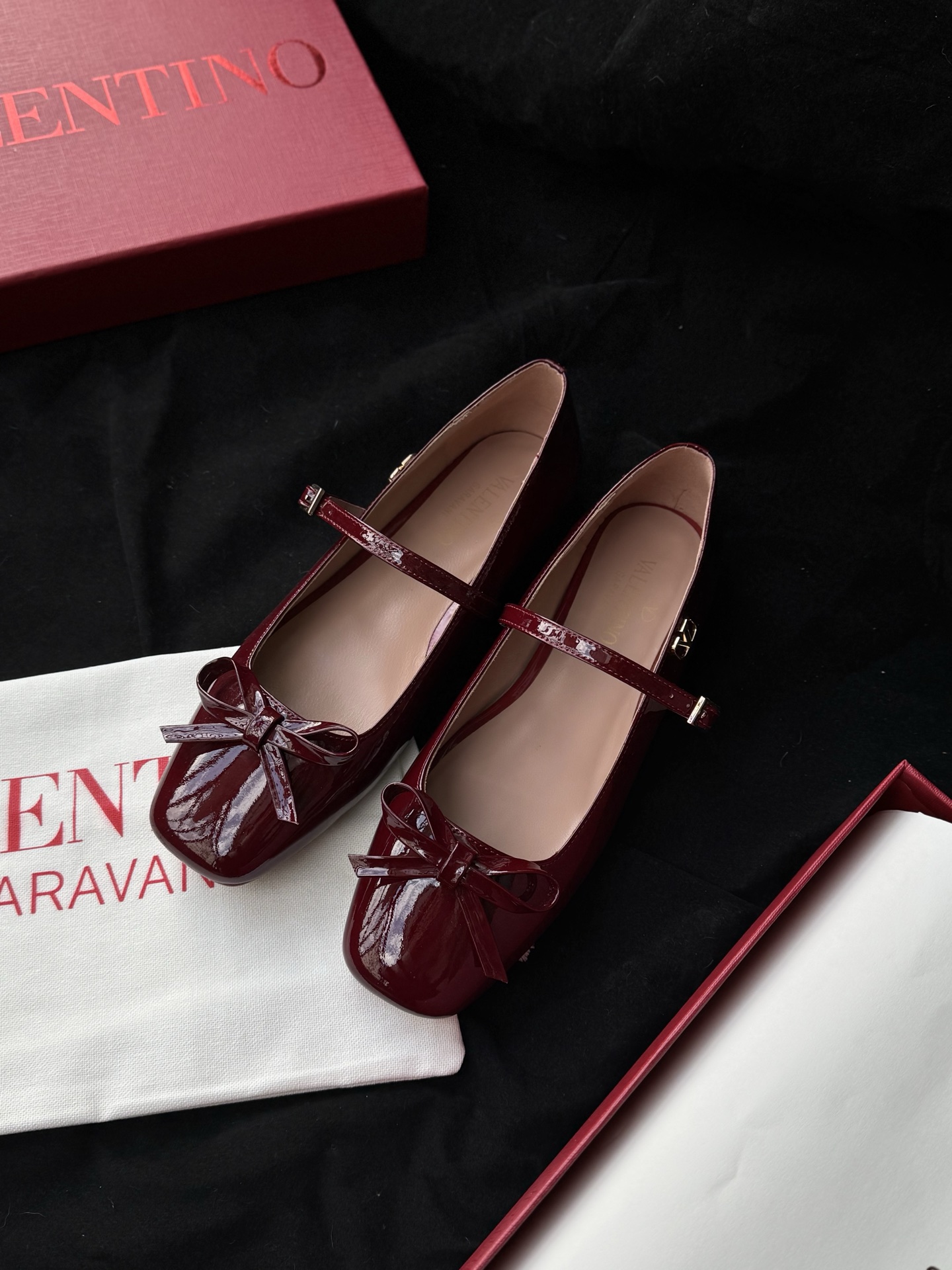Valentino Patent Leather Mary Jane Flats with Bow