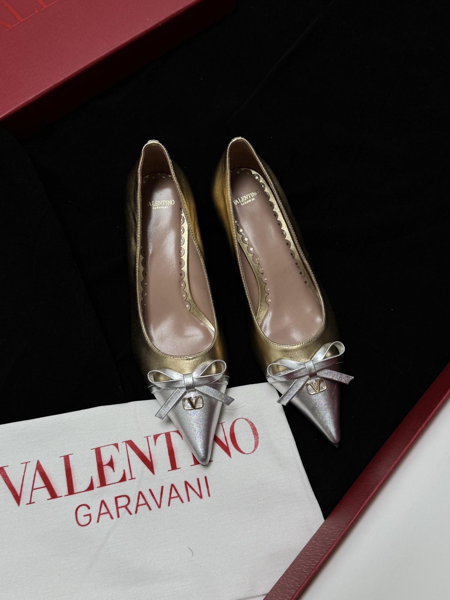 Valentino High Heels Leather Patent Leather Bow Pointed Toe
