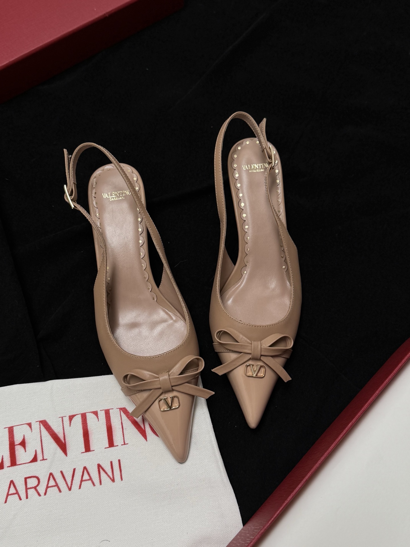 Valentino Leather Patent Leather Pointed Toe Bow High Heels