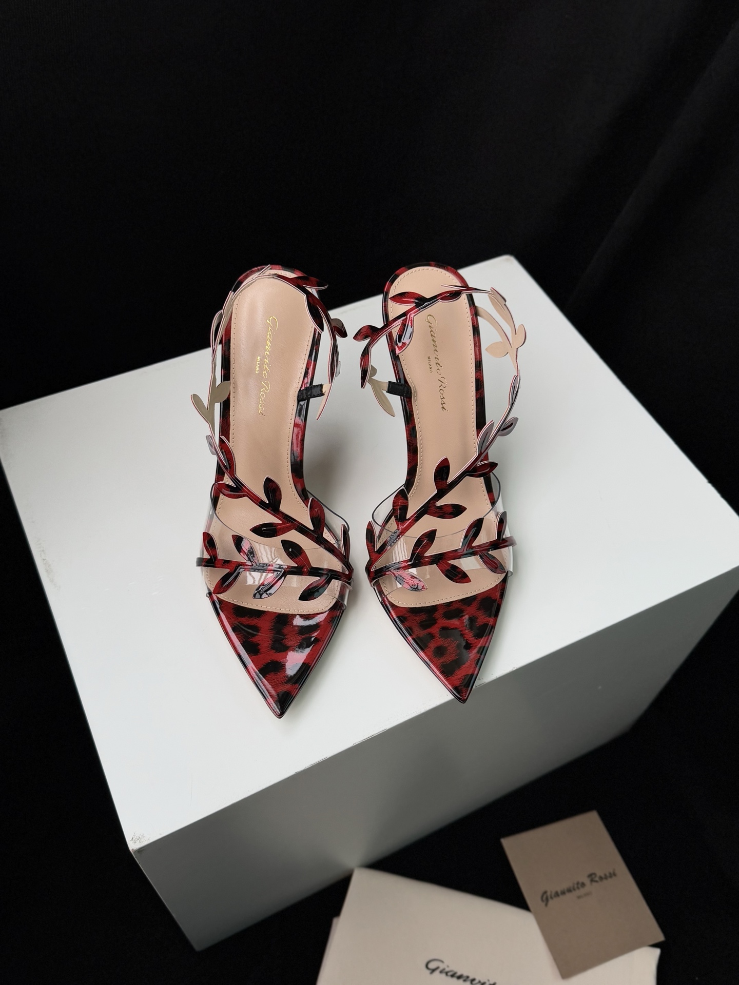 Gianvito Rossi Eiko Stiletto  petits talons  mules  sandales  cuir de chèvre + résille + strass tchèques 10.5cm/8cm