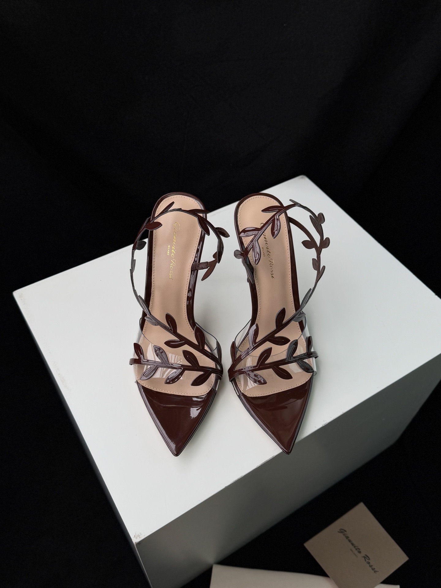 Gianvito Rossi Eiko Stiletto talons hauts mules sandales cuir nubuck + mesh + strass tchèques 10.5cm/8cm