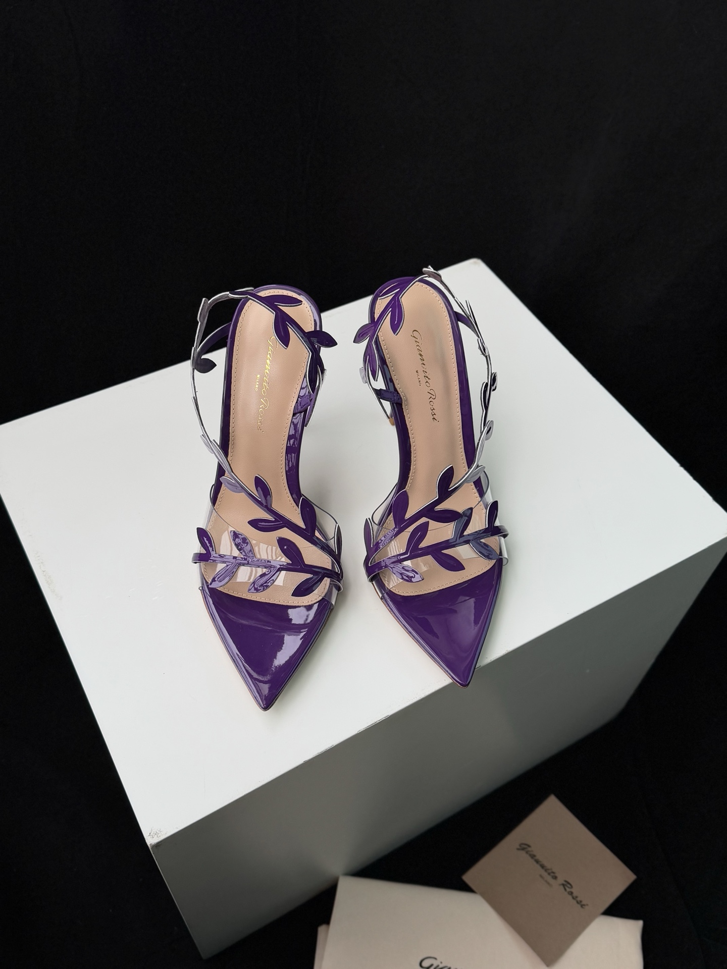 Gianvito Rossi Eiko Stiletto talons hauts mules sandales cuir de chèvre + mesh + strass tchèques 10.5cm/8cm